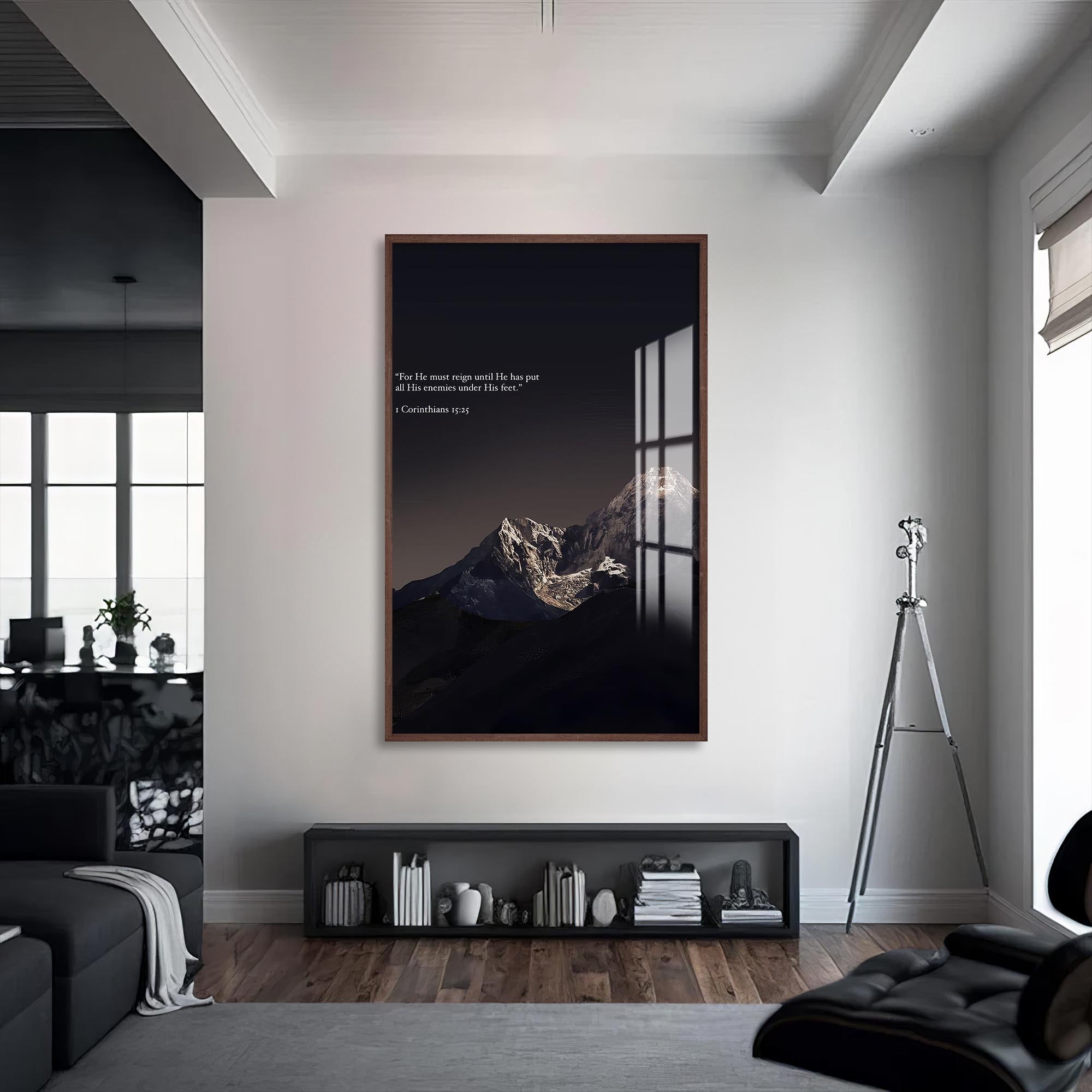 Artronauts Glass Print S | 72x46 cm | 28.3"x18.1" / Walnut Strength in Stillness– Christian Tempered Glass Wall Art