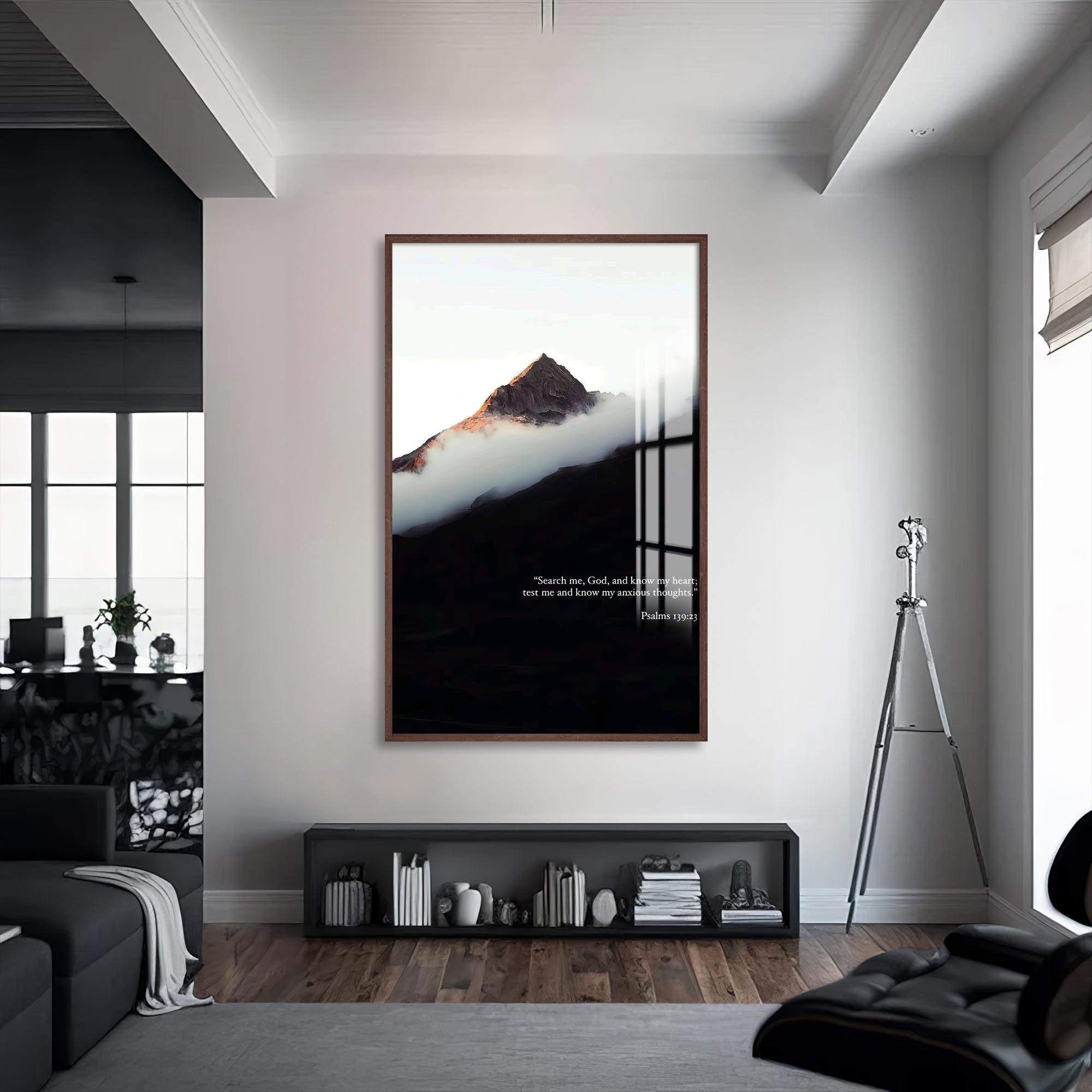 Artronauts Glass Print S | 72x46 cm | 28.3"x18.1" / Walnut Search My Heart– Christian Tempered Glass Wall Art