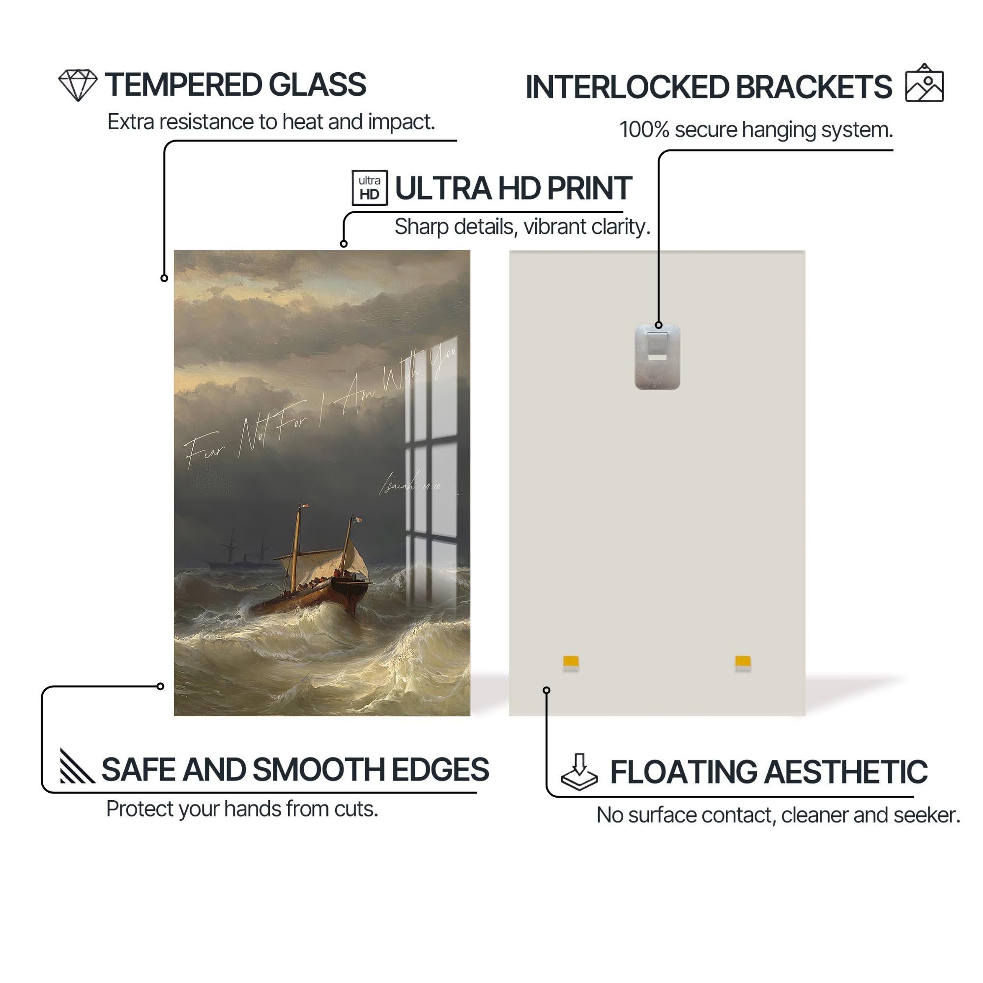 Artronauts Glass Print Fear Not, I Am With You– Christian Tempered Glass Wall Art