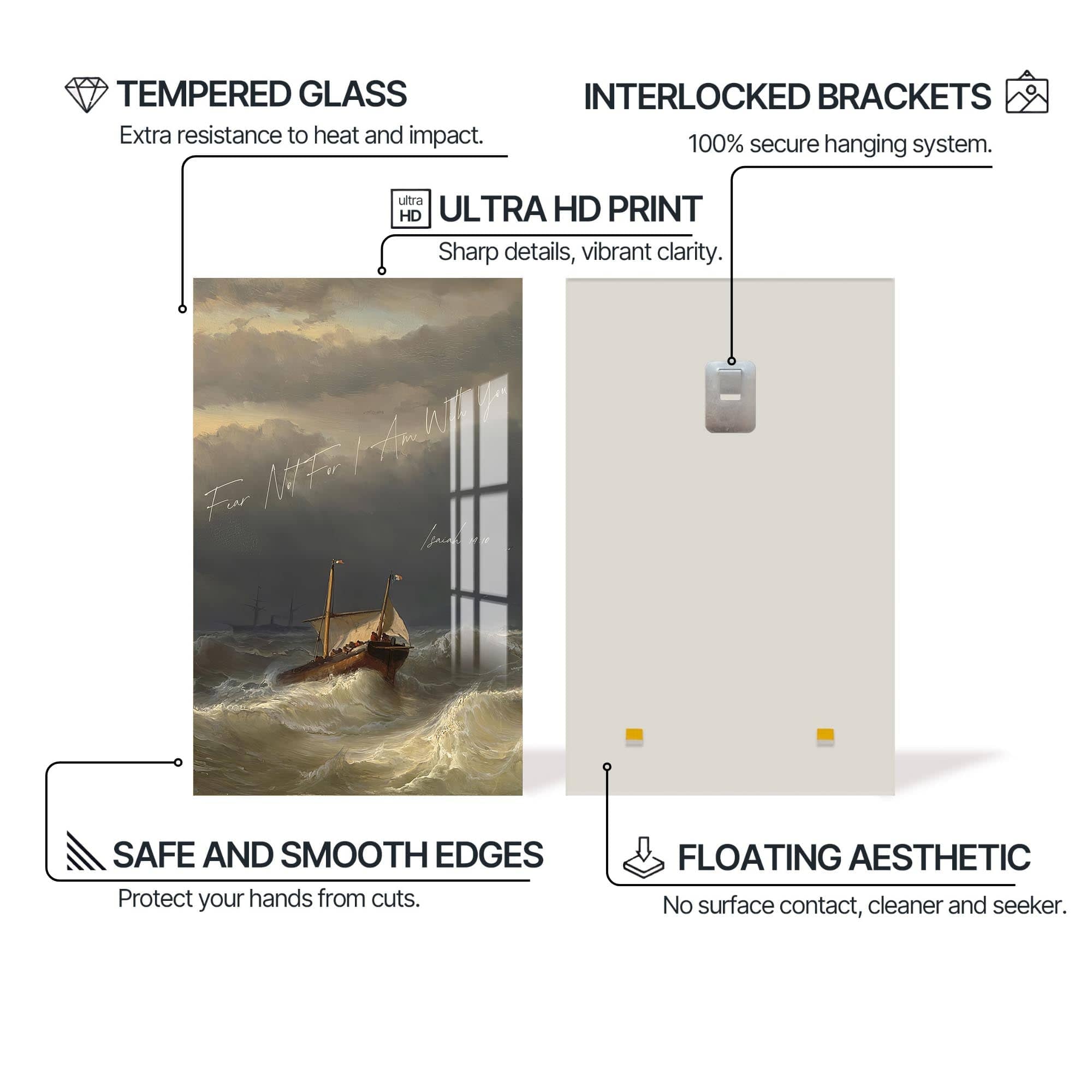 Artronauts Glass Print Fear Not, I Am With You– Christian Tempered Glass Wall Art