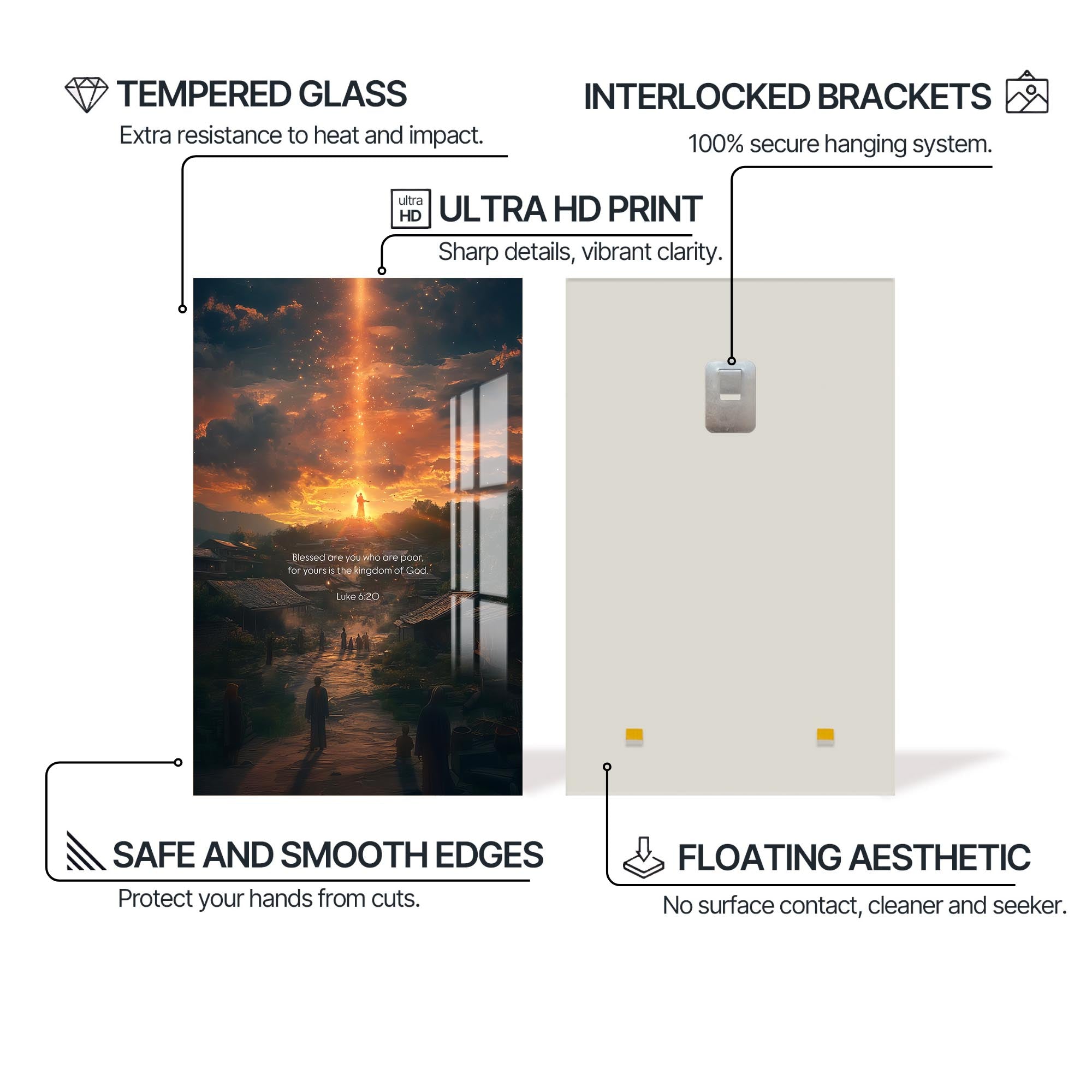 Artronauts Glass Print Blessed Are You– Christian Tempered Glass Wall Art