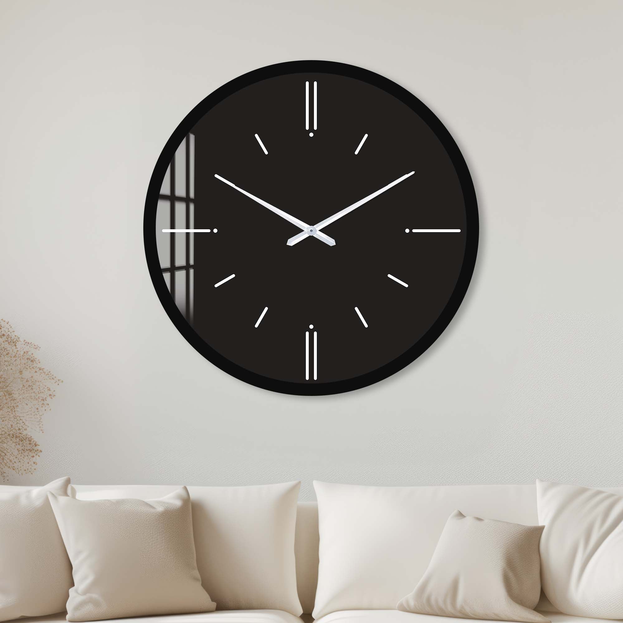 Artronauts Glass Print 40 cm ⌀ | 15.7" / Black Minimal - Glass Wall Clock