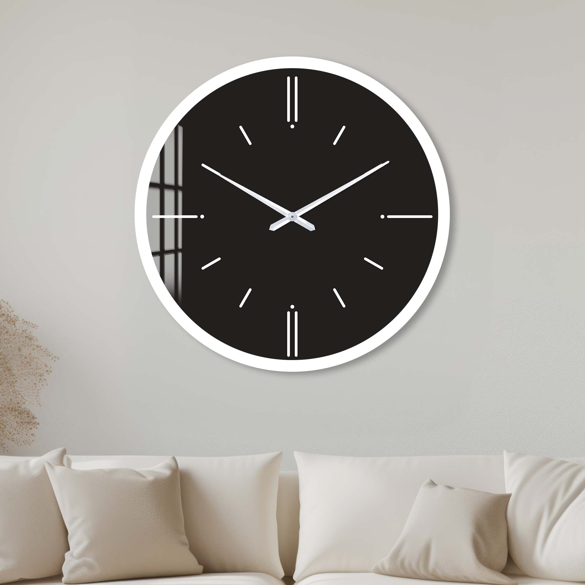 Artronauts Glass Print 40 cm ⌀ | 15.7" / White Minimal - Glass Wall Clock