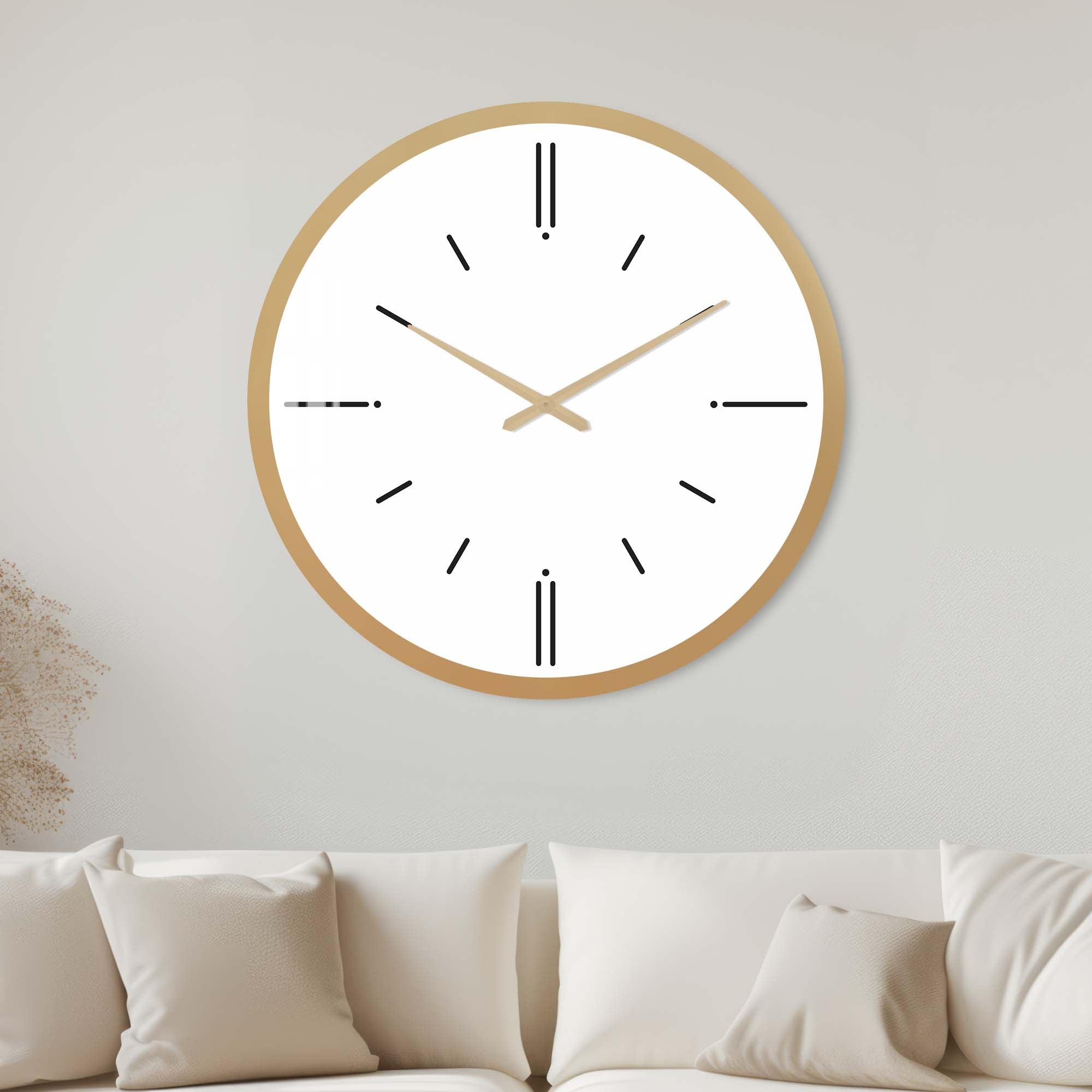 Artronauts Glass Print 40 cm ⌀ | 15.7" / Gold Minimal White - Glass Wall Clock