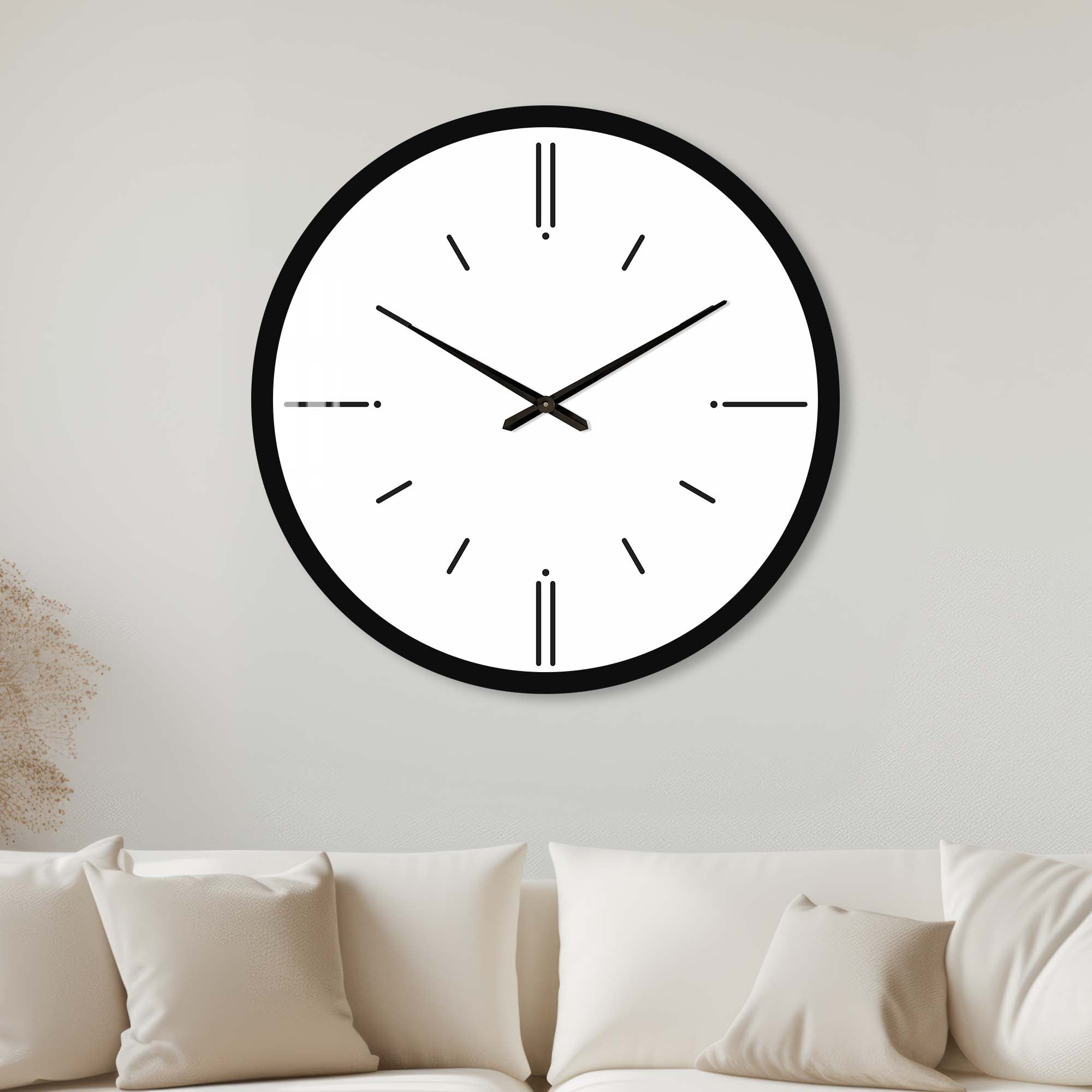 Artronauts Glass Print 40 cm ⌀ | 15.7" / Black Minimal White - Glass Wall Clock