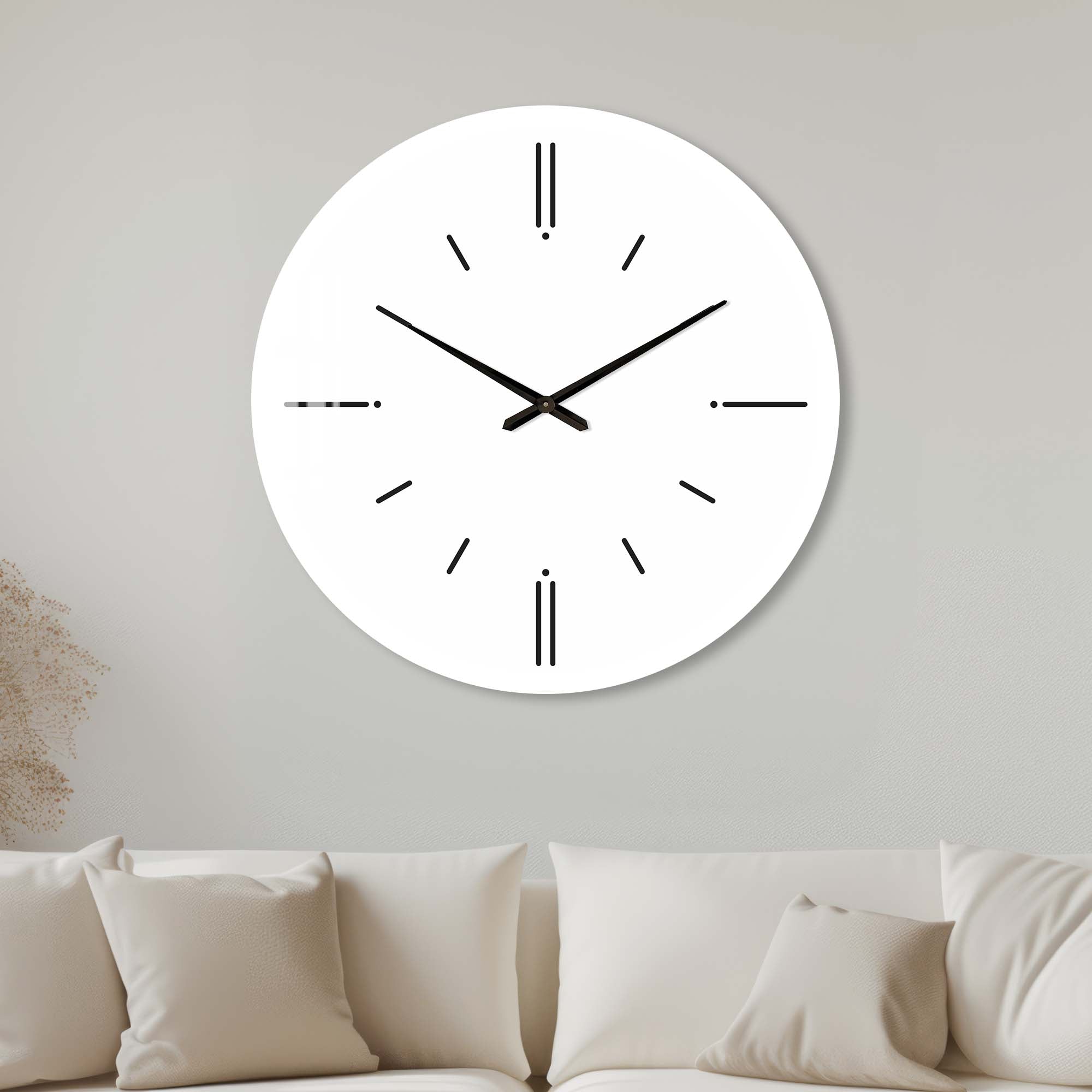 Artronauts Glass Print 40 cm ⌀ | 15.7" / White Minimal White - Glass Wall Clock