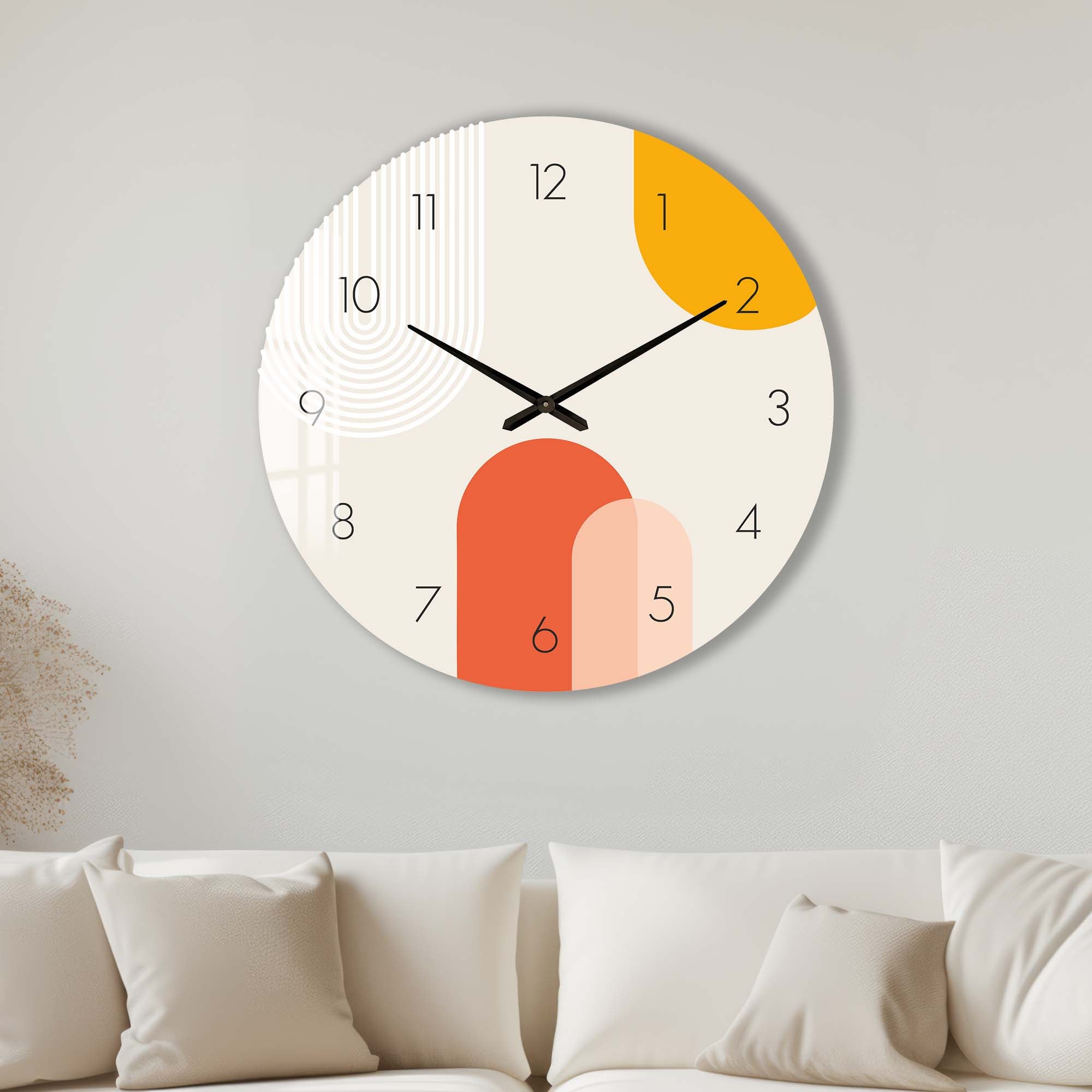 Artronauts Glass Print 40 cm ⌀ | 15.7" / Frameless Beige Puffy - Glass Wall Clock