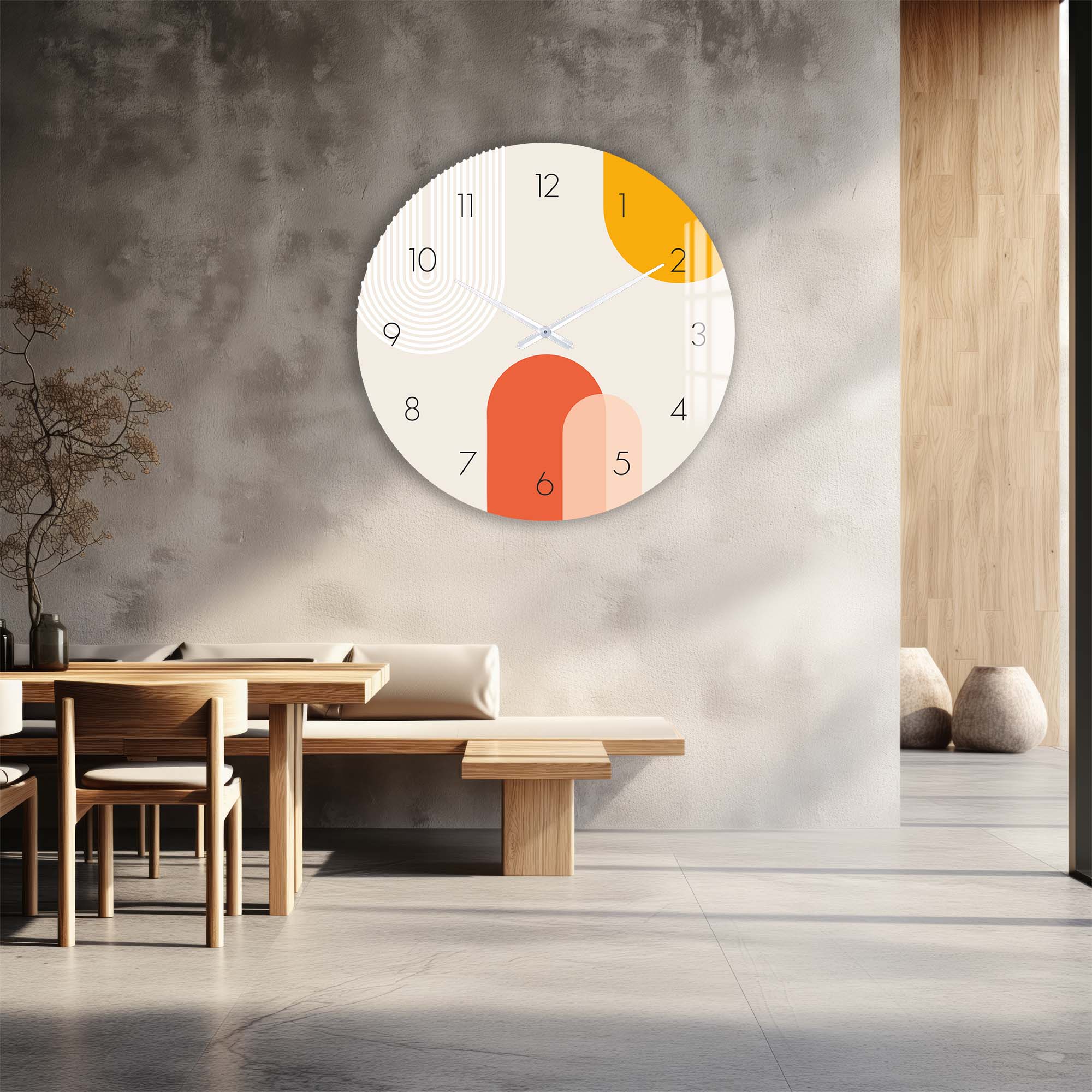 Artronauts Glass Print Beige Puffy - Glass Wall Clock
