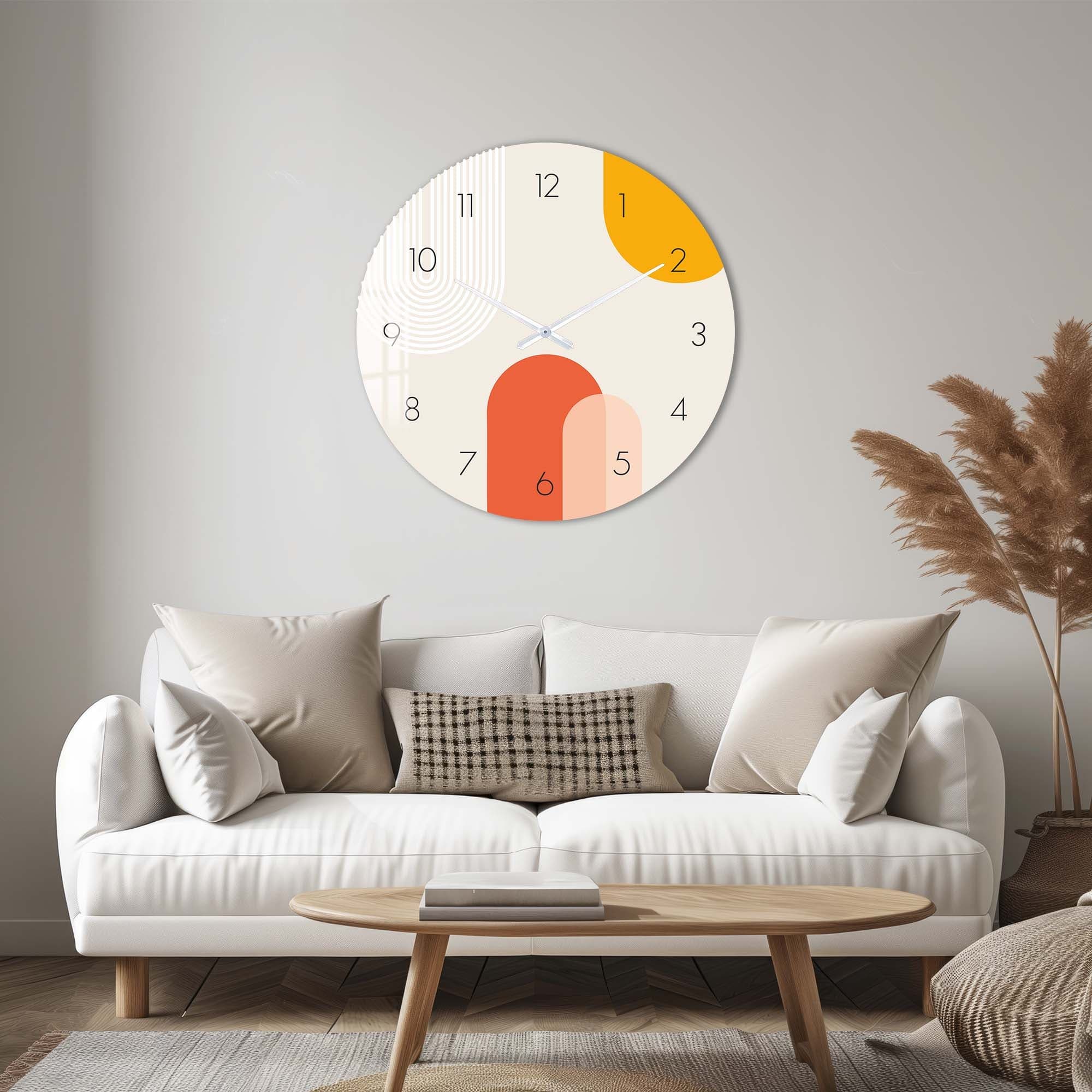 Artronauts Glass Print Beige Puffy - Glass Wall Clock