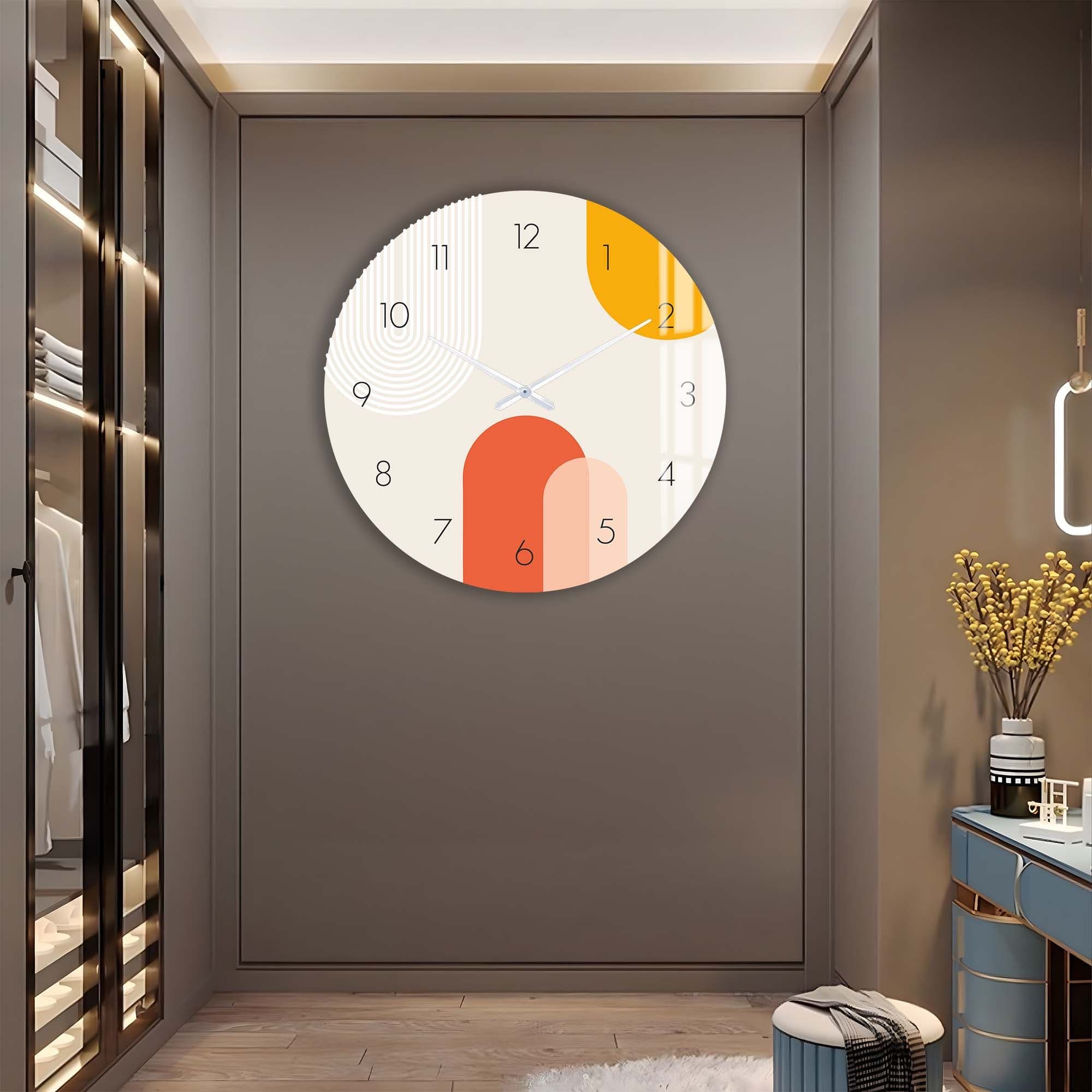 Artronauts Glass Print Beige Puffy - Glass Wall Clock