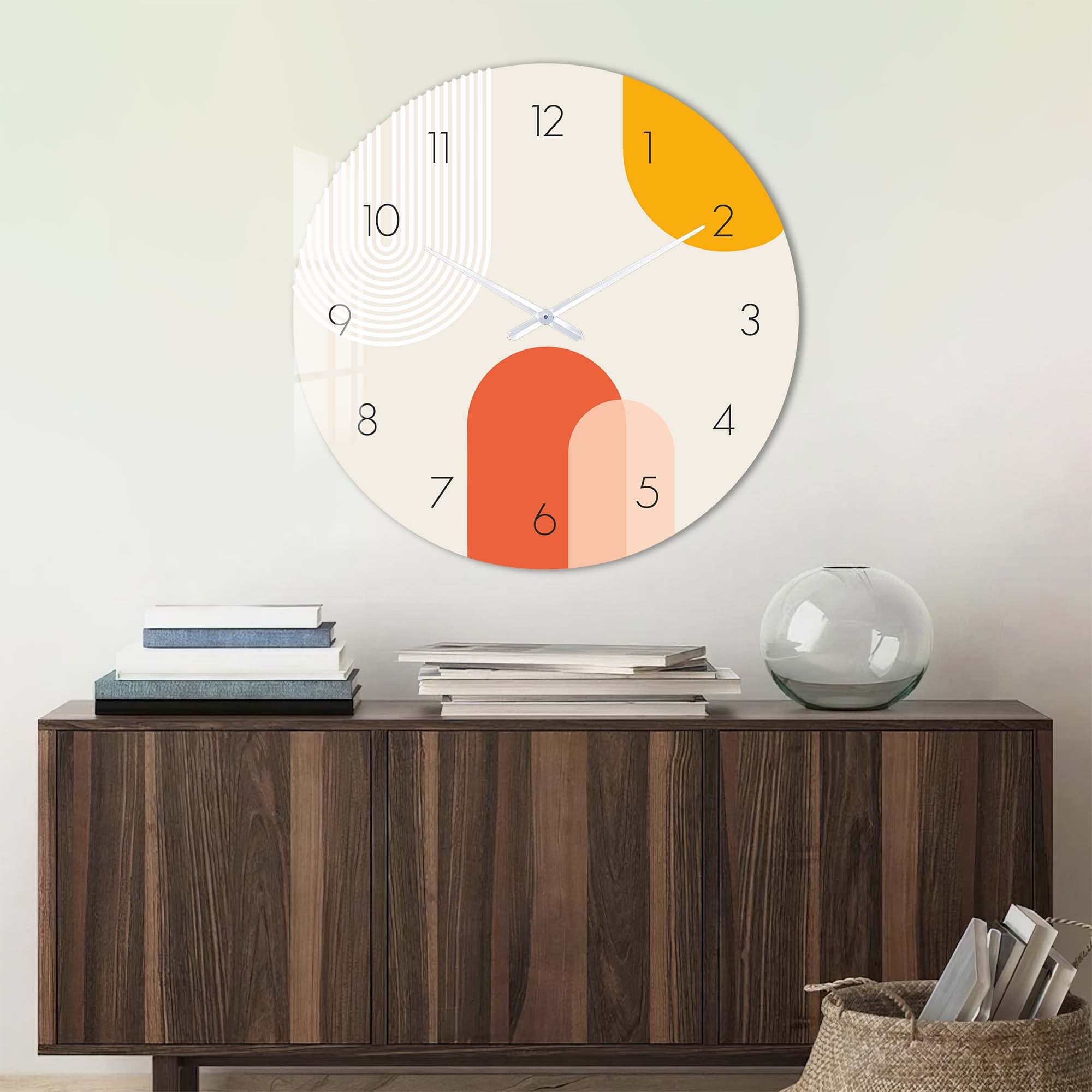 Artronauts Glass Print Beige Puffy - Glass Wall Clock