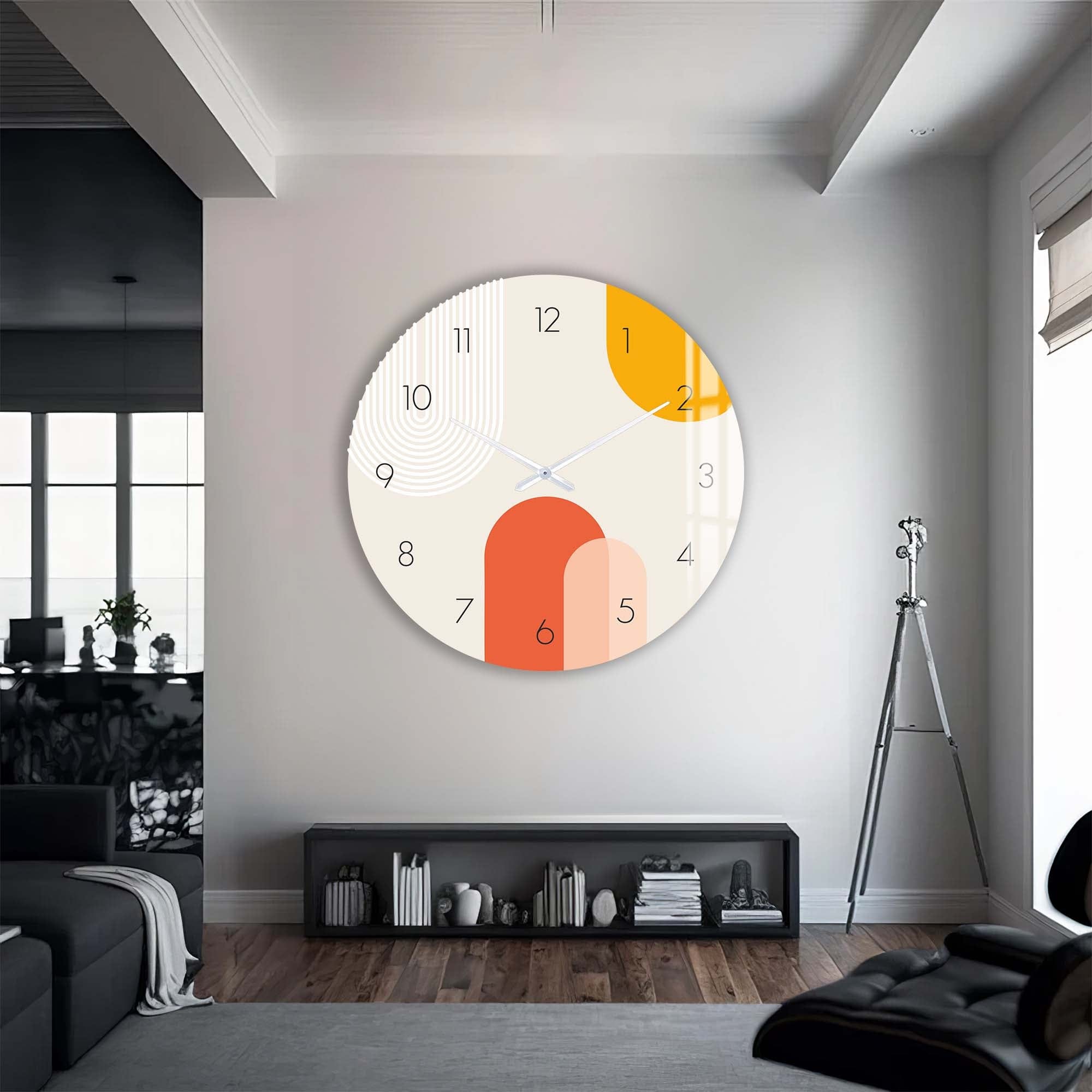 Artronauts Glass Print Beige Puffy - Glass Wall Clock