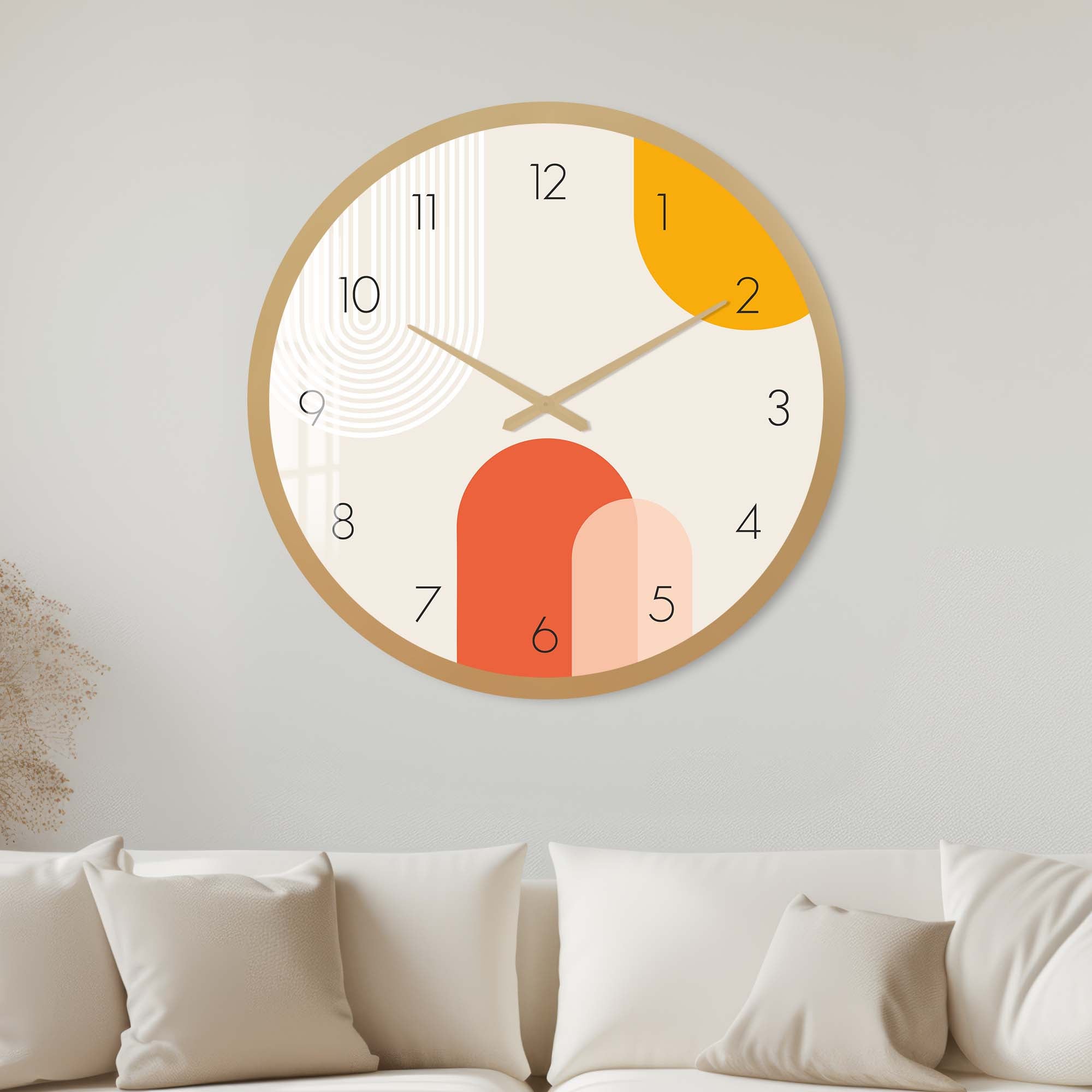 Artronauts Glass Print 40 cm ⌀ | 15.7" / Gold Beige Puffy - Glass Wall Clock