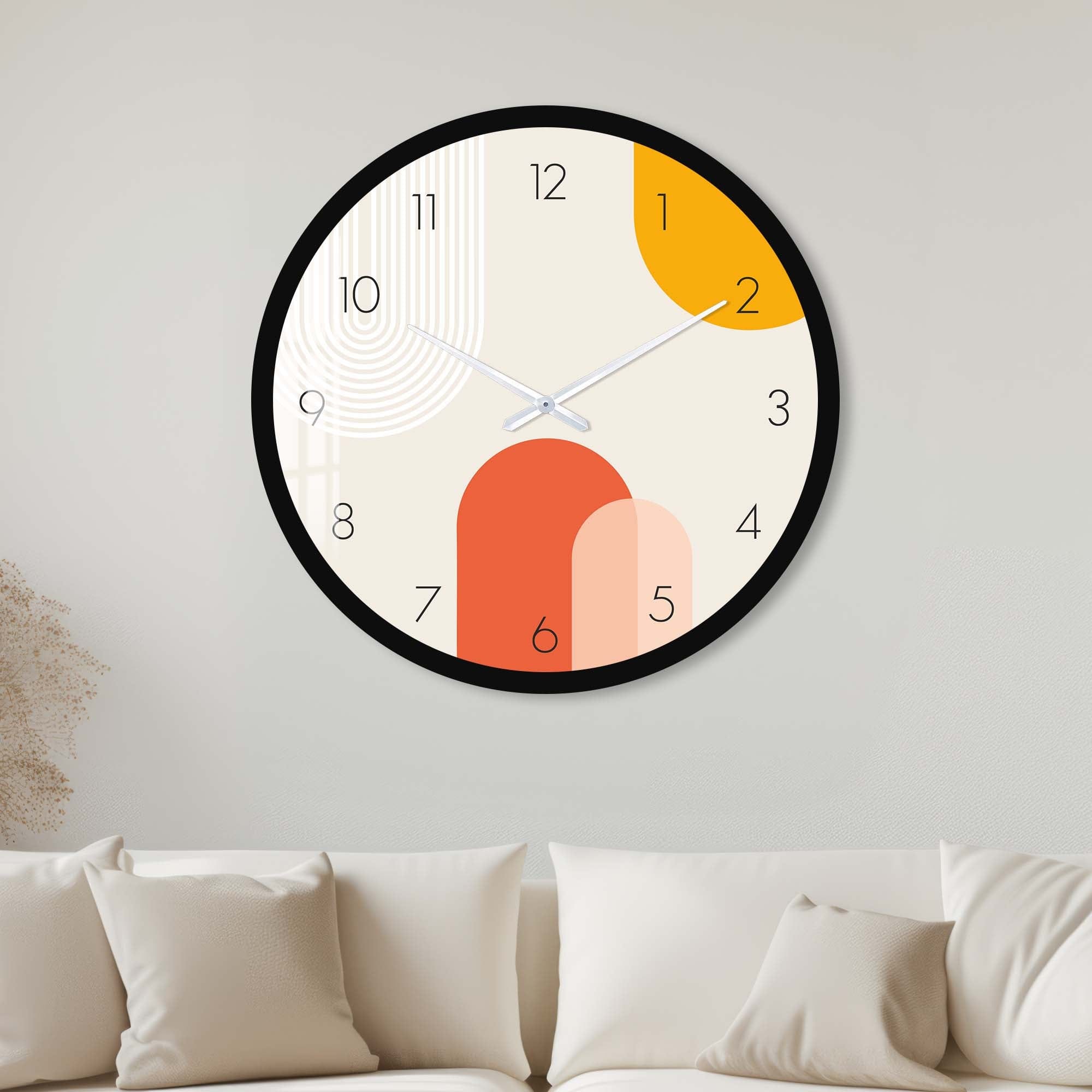 Artronauts Glass Print 40 cm ⌀ | 15.7" / Black Beige Puffy - Glass Wall Clock