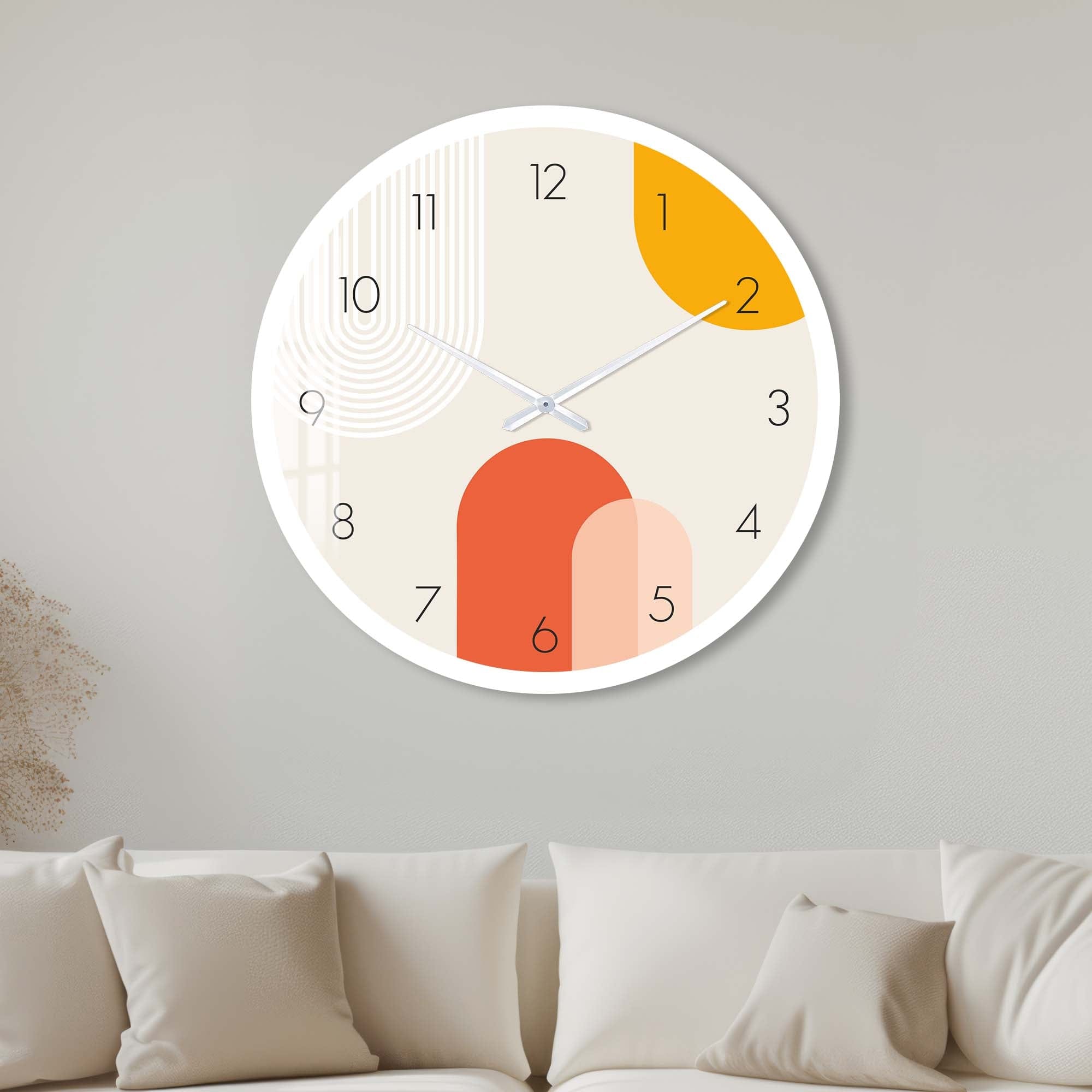 Artronauts Glass Print 40 cm ⌀ | 15.7" / White Beige Puffy - Glass Wall Clock