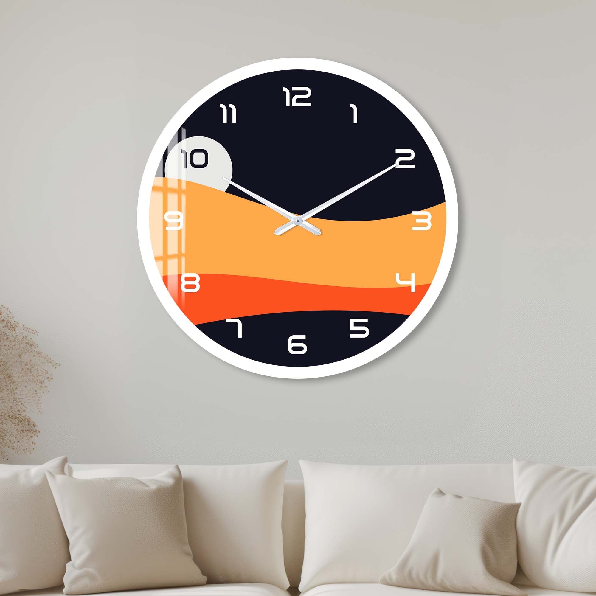 Artronauts Glass Print 40 cm ⌀ | 15.7" / White Sunset Layers - Glass Wall Clock