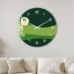 Green Layers - Glass Wall Clock