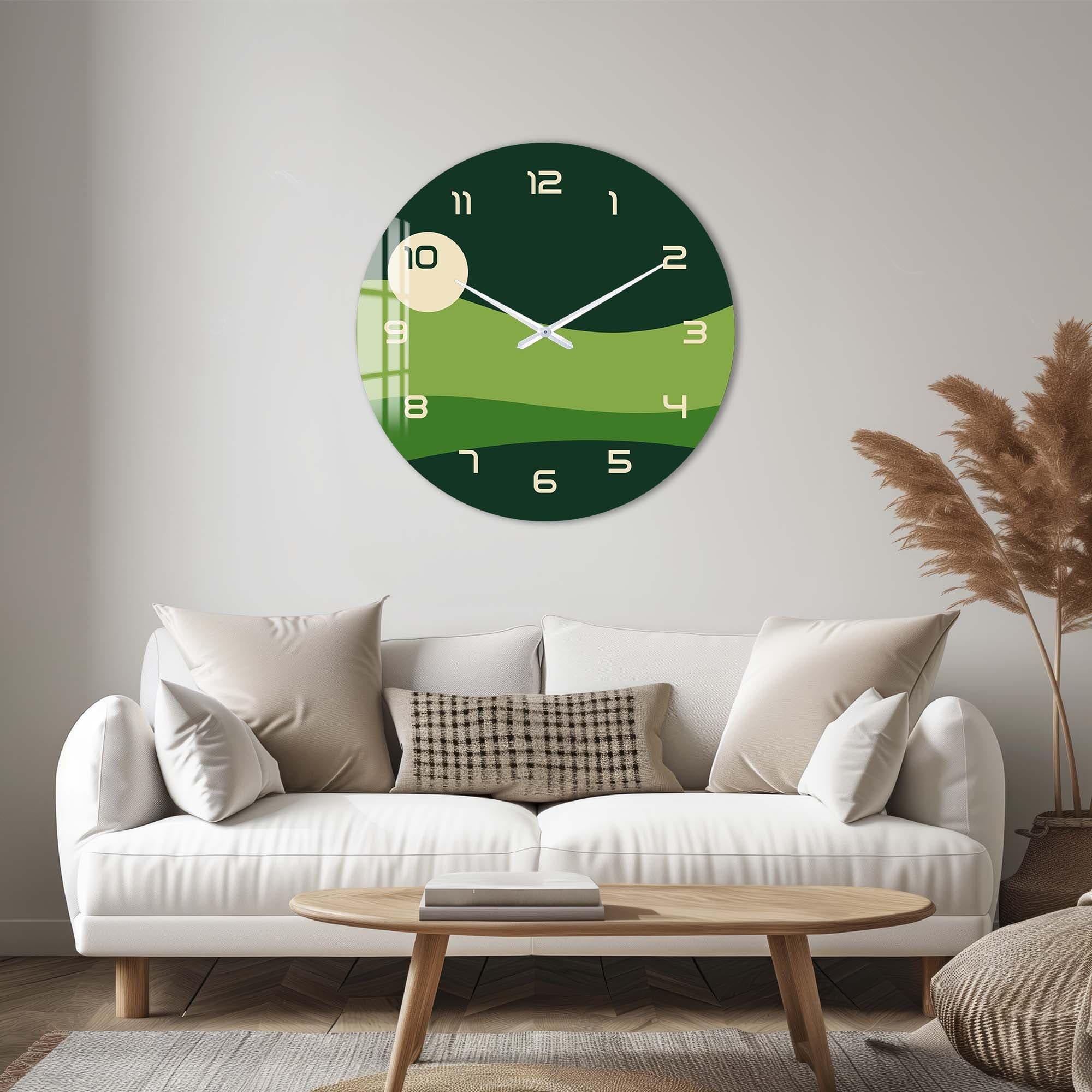 Artronauts Glass Print Green Layers - Glass Wall Clock