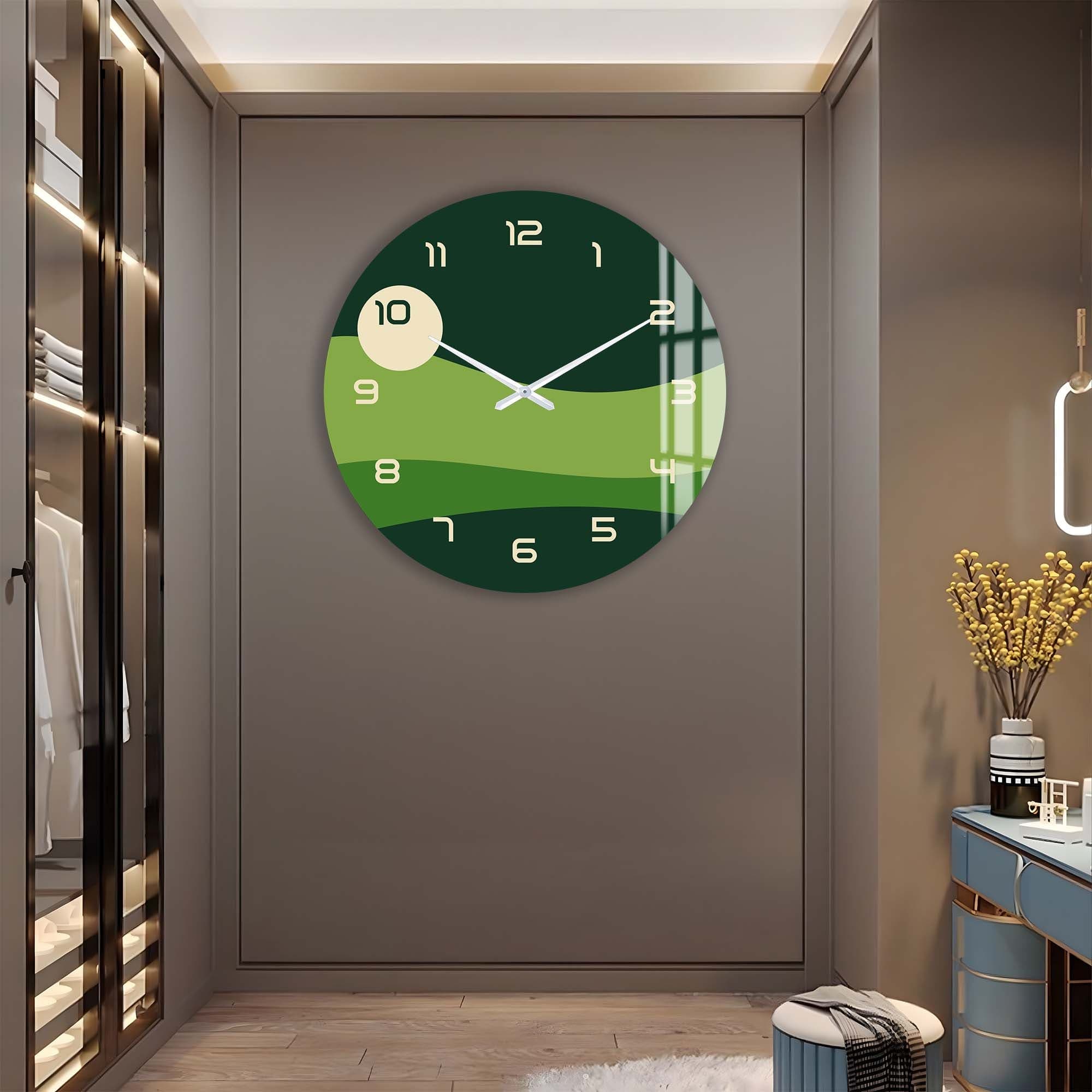 Artronauts Glass Print Green Layers - Glass Wall Clock