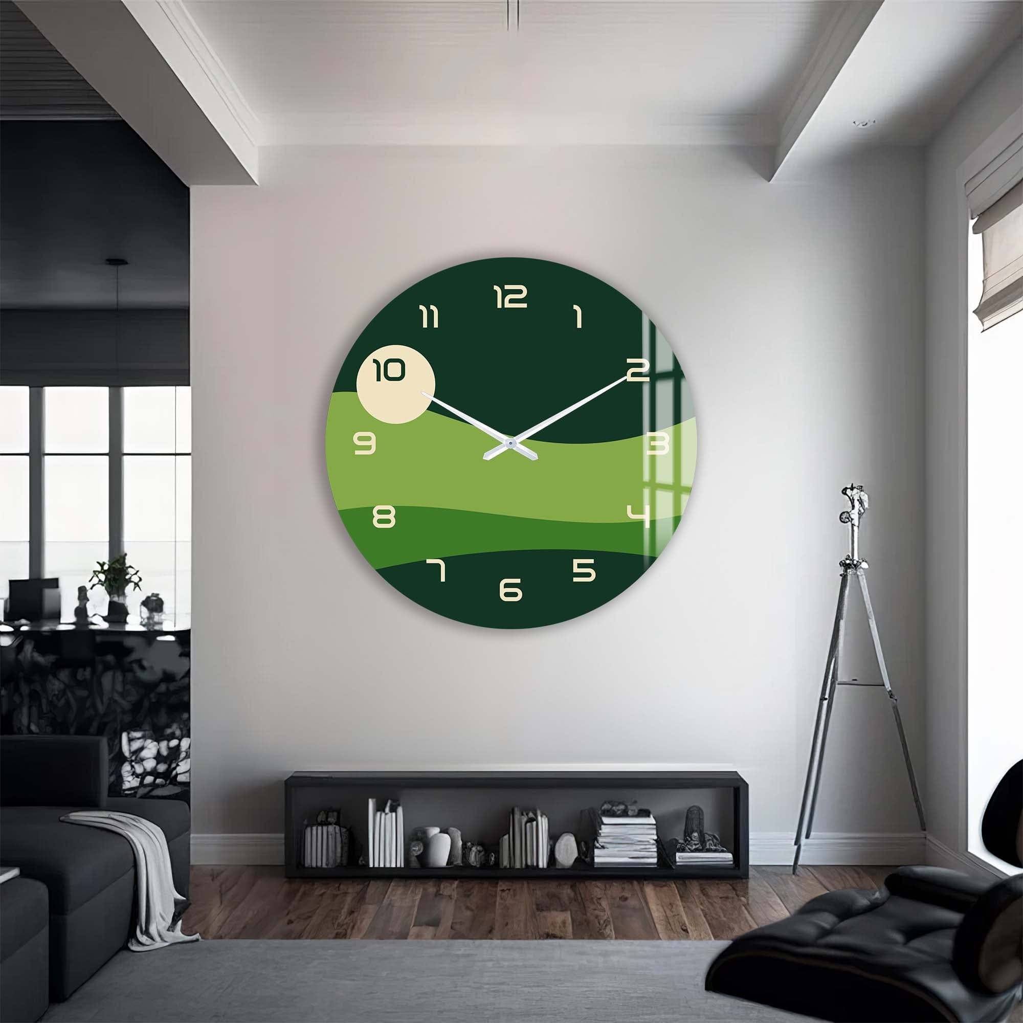 Artronauts Glass Print Green Layers - Glass Wall Clock