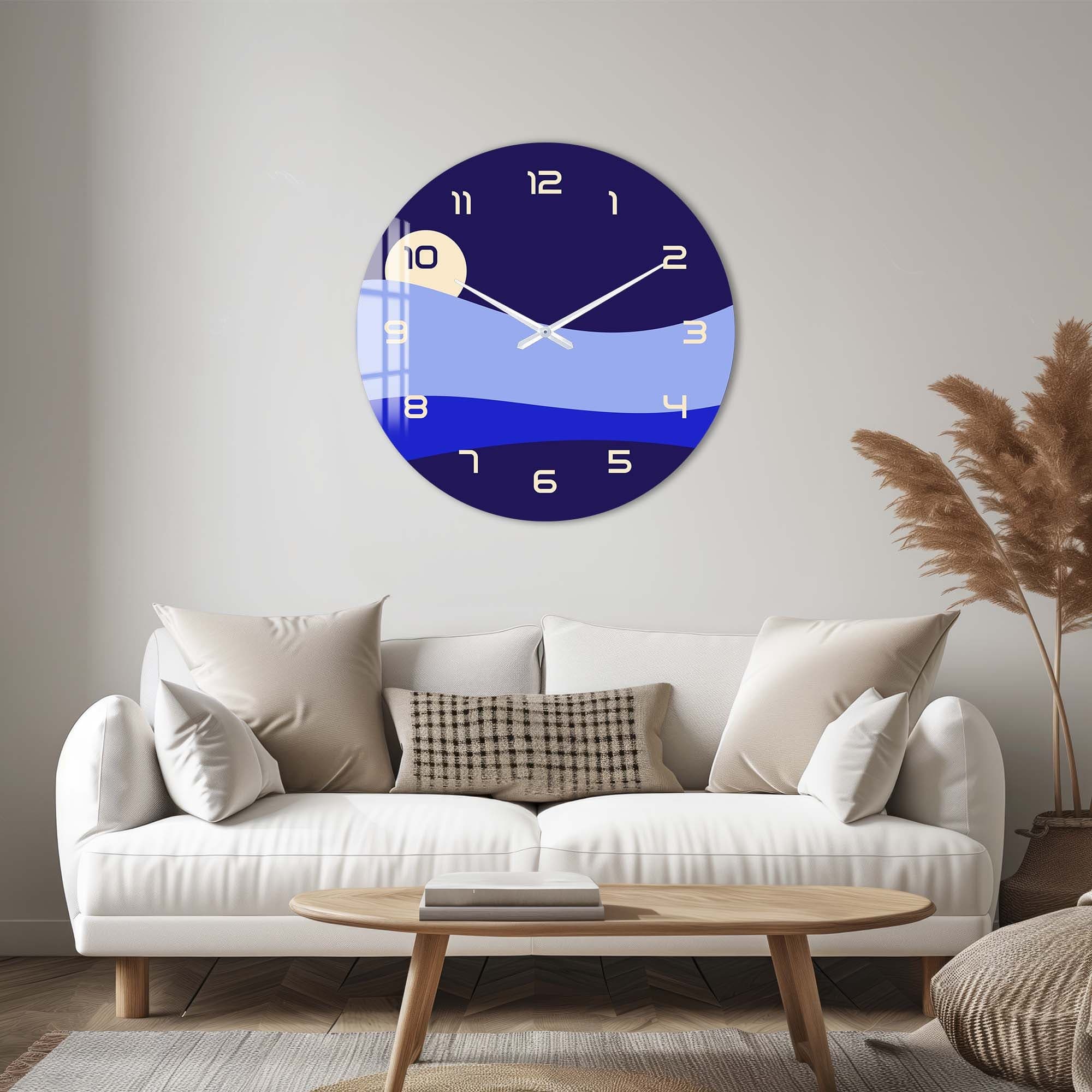 Artronauts Glass Print Blue Layers - Glass Wall Clock
