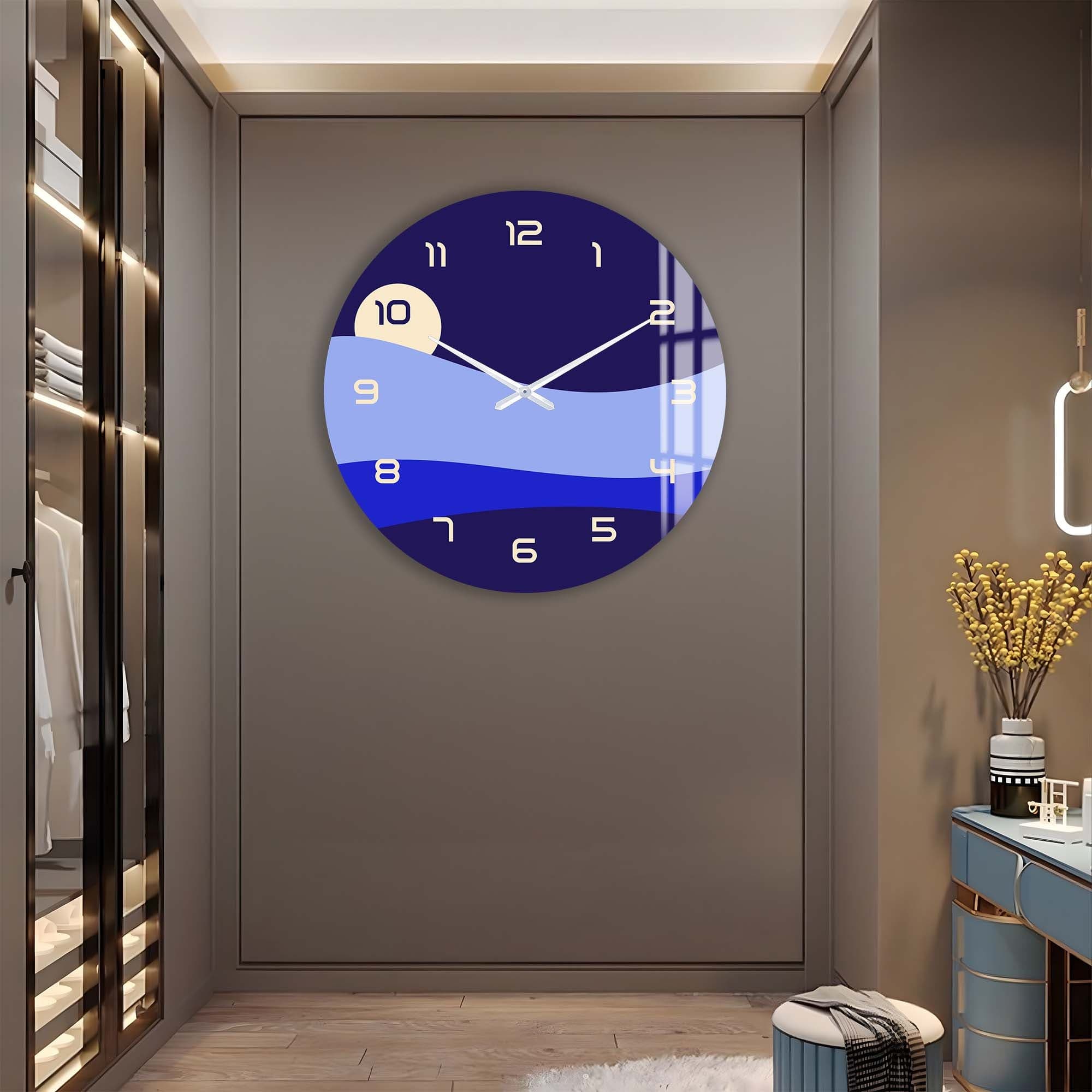 Artronauts Glass Print Blue Layers - Glass Wall Clock