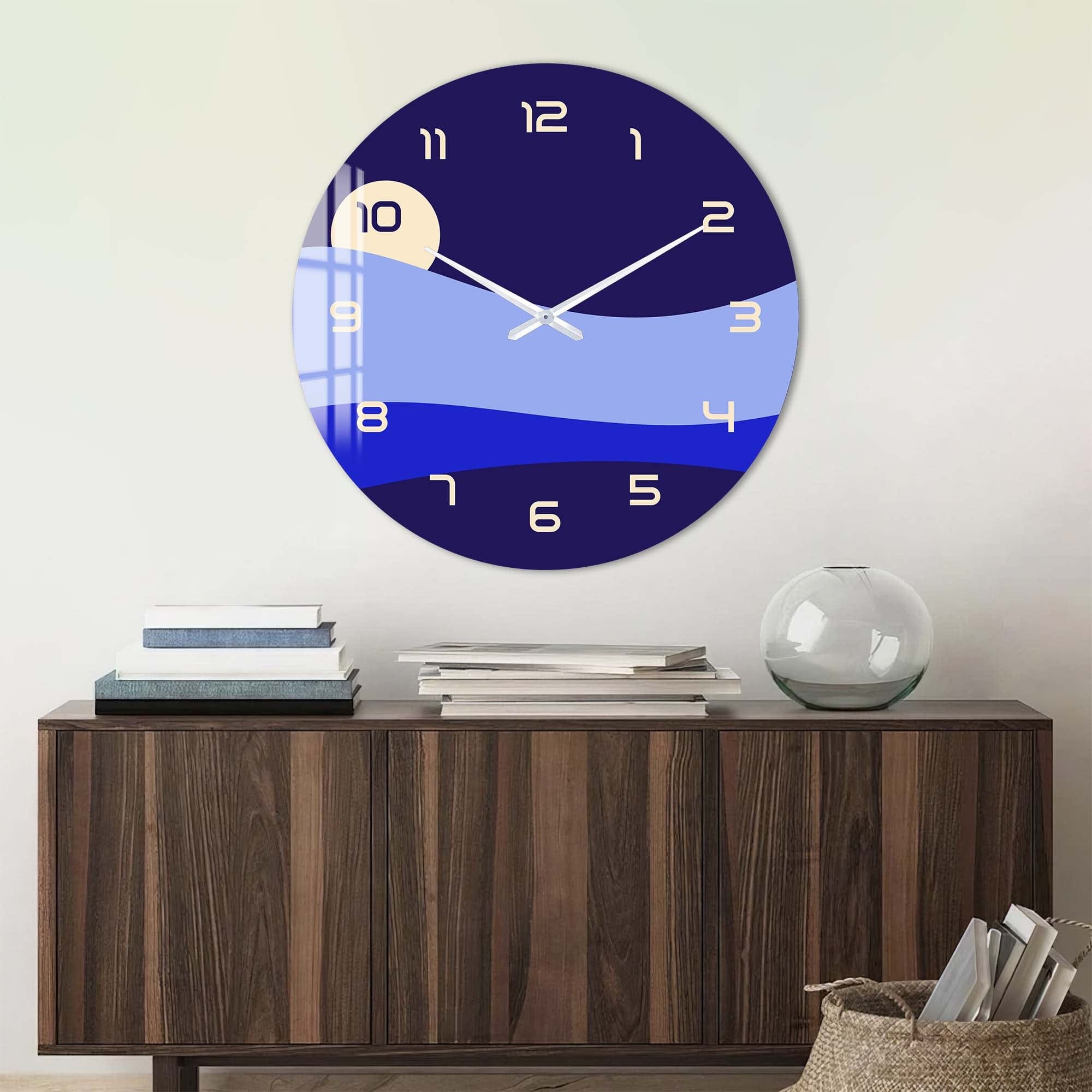 Artronauts Glass Print Blue Layers - Glass Wall Clock