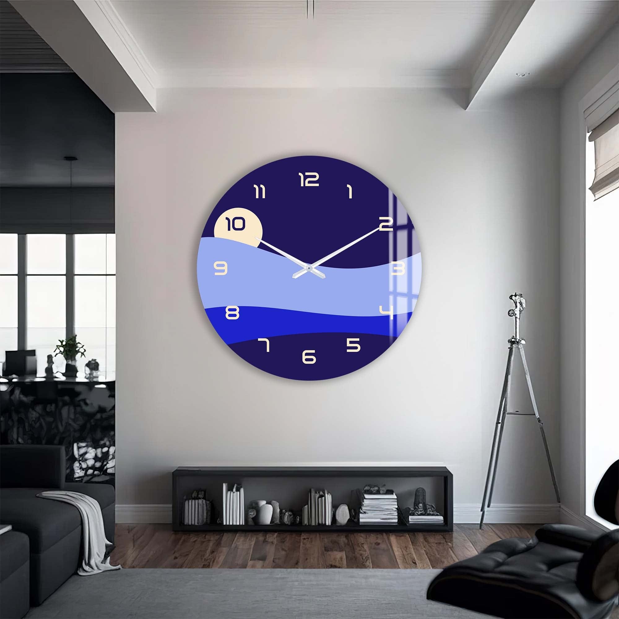 Artronauts Glass Print Blue Layers - Glass Wall Clock
