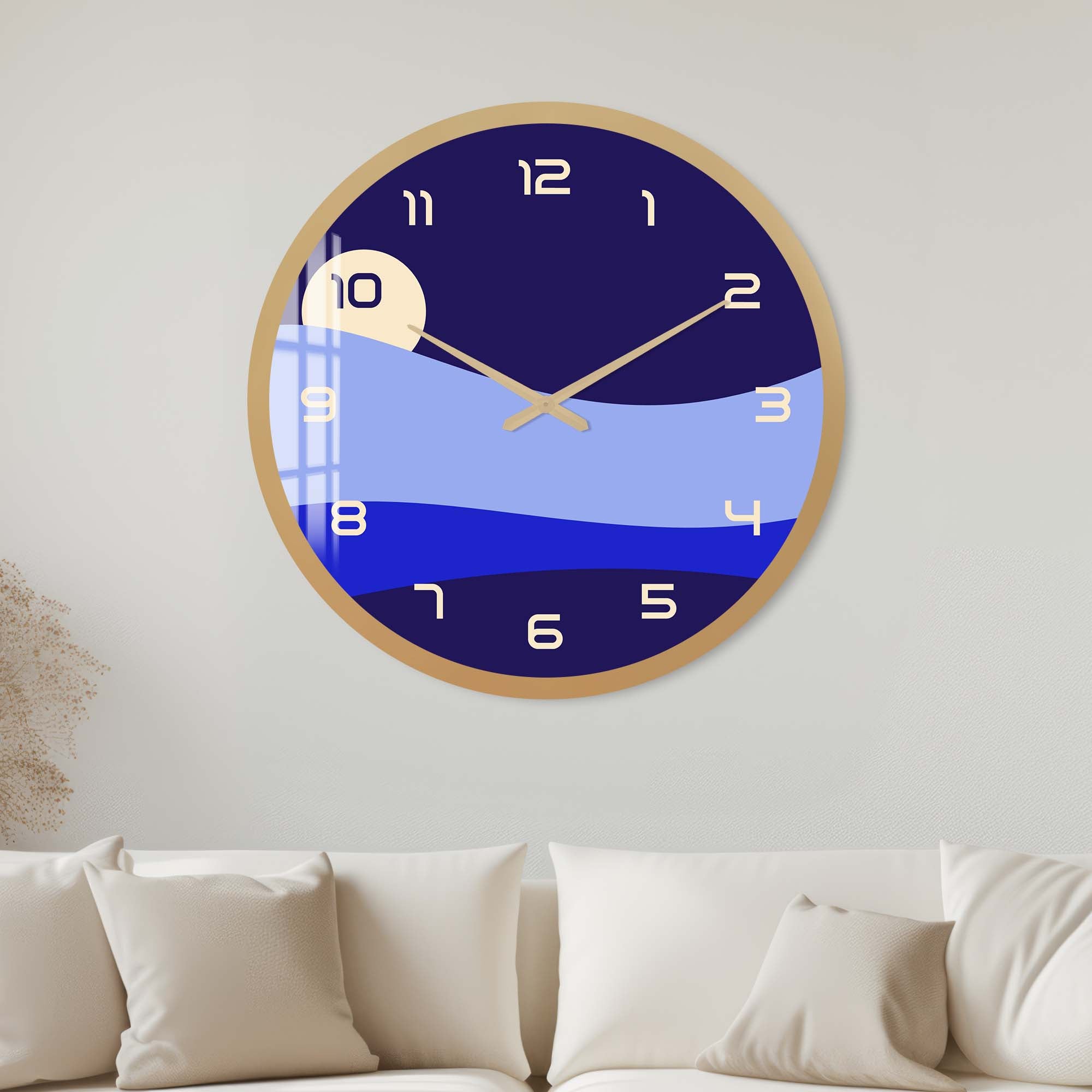 Artronauts Glass Print 40 cm ⌀ | 15.7" / Gold Blue Layers - Glass Wall Clock