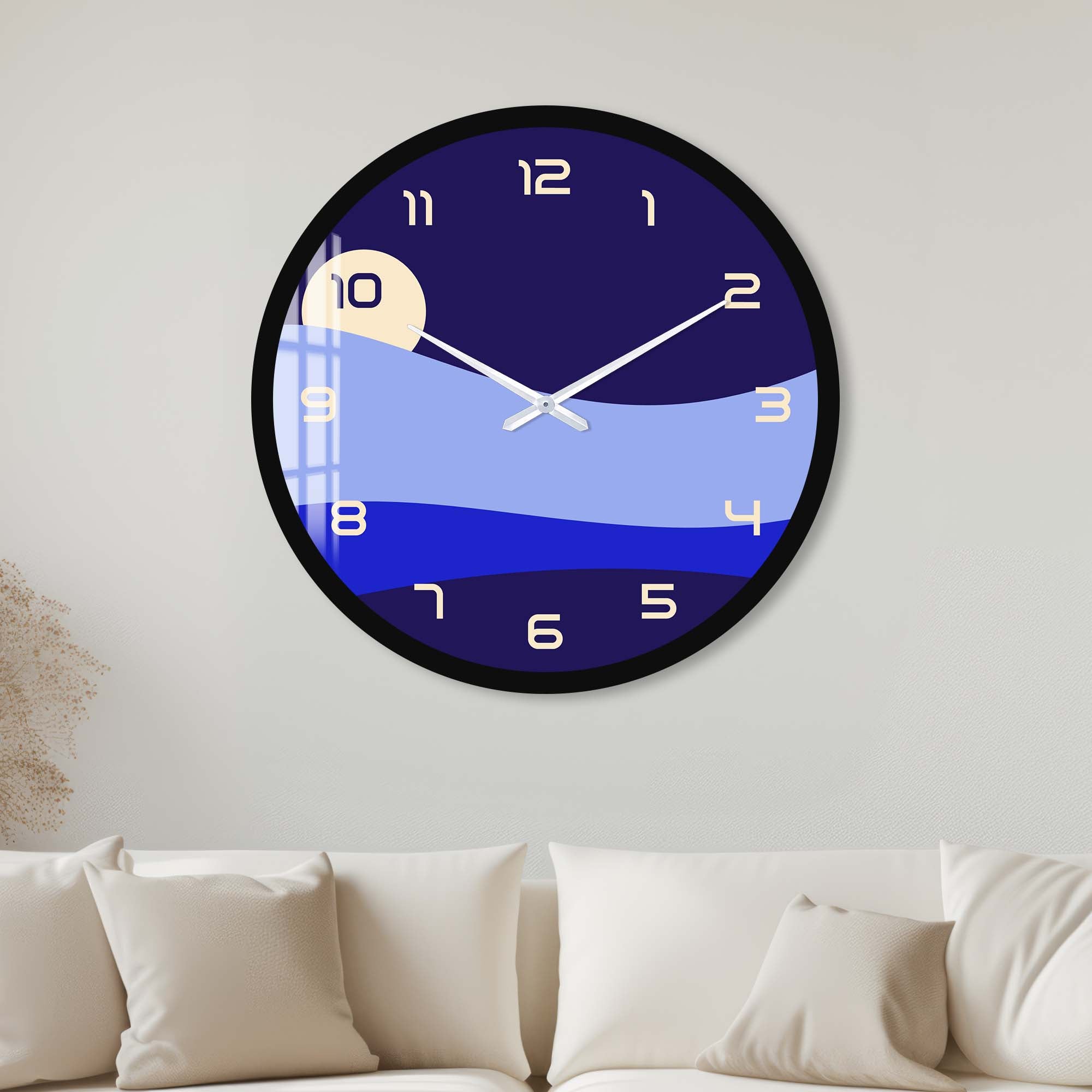 Artronauts Glass Print 40 cm ⌀ | 15.7" / Black Blue Layers - Glass Wall Clock