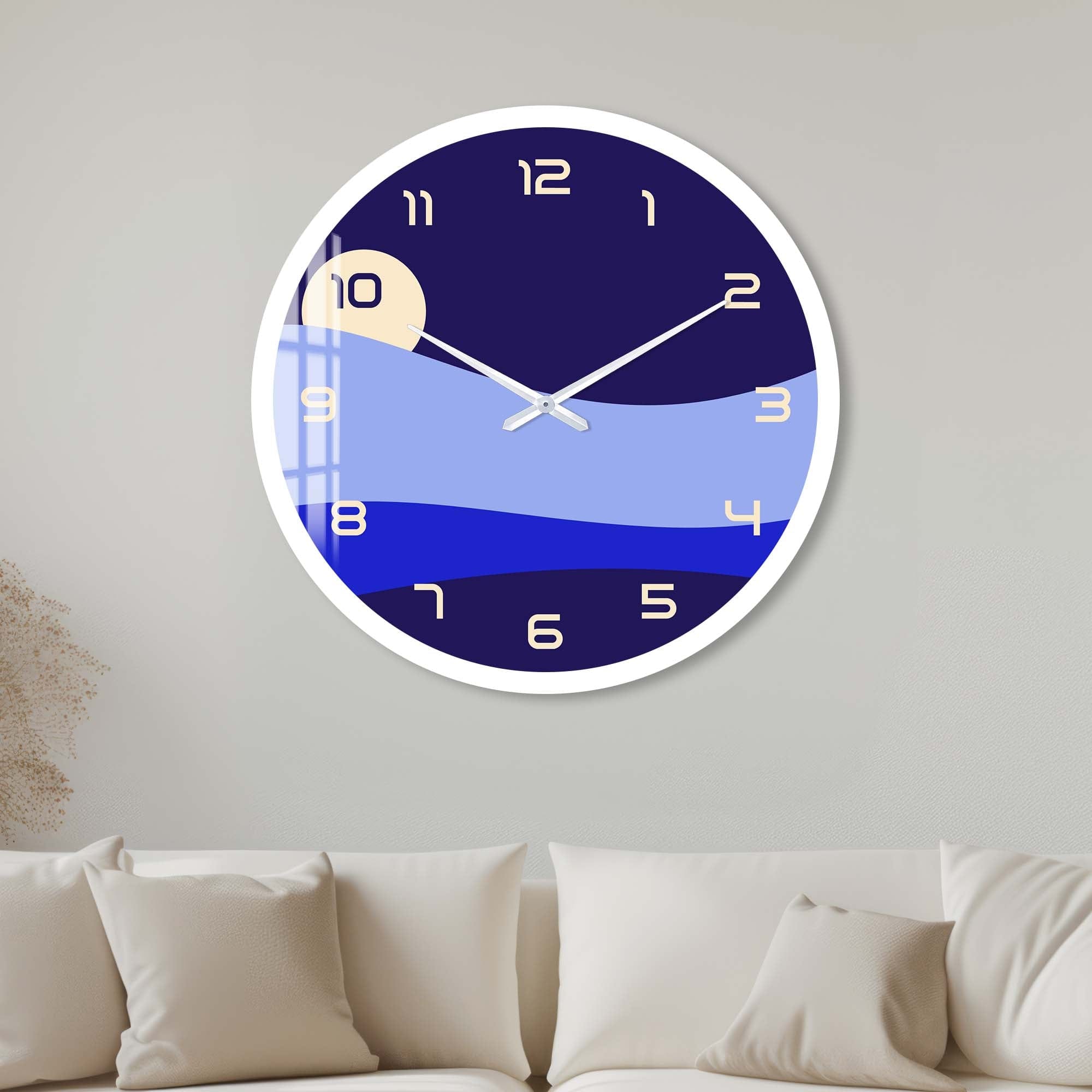 Artronauts Glass Print 40 cm ⌀ | 15.7" / White Blue Layers - Glass Wall Clock