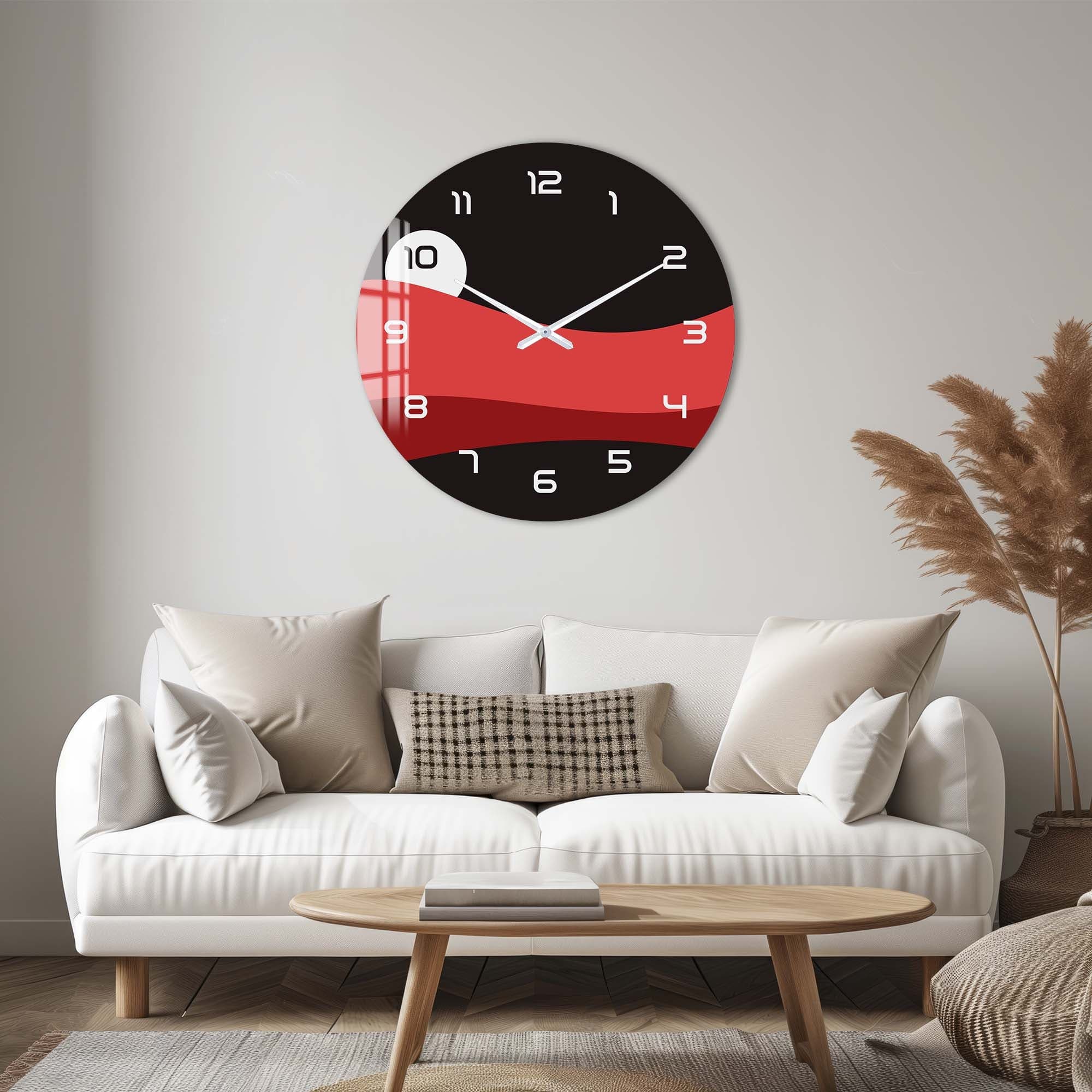 Artronauts Glass Print Red Layers - Glass Wall Clock