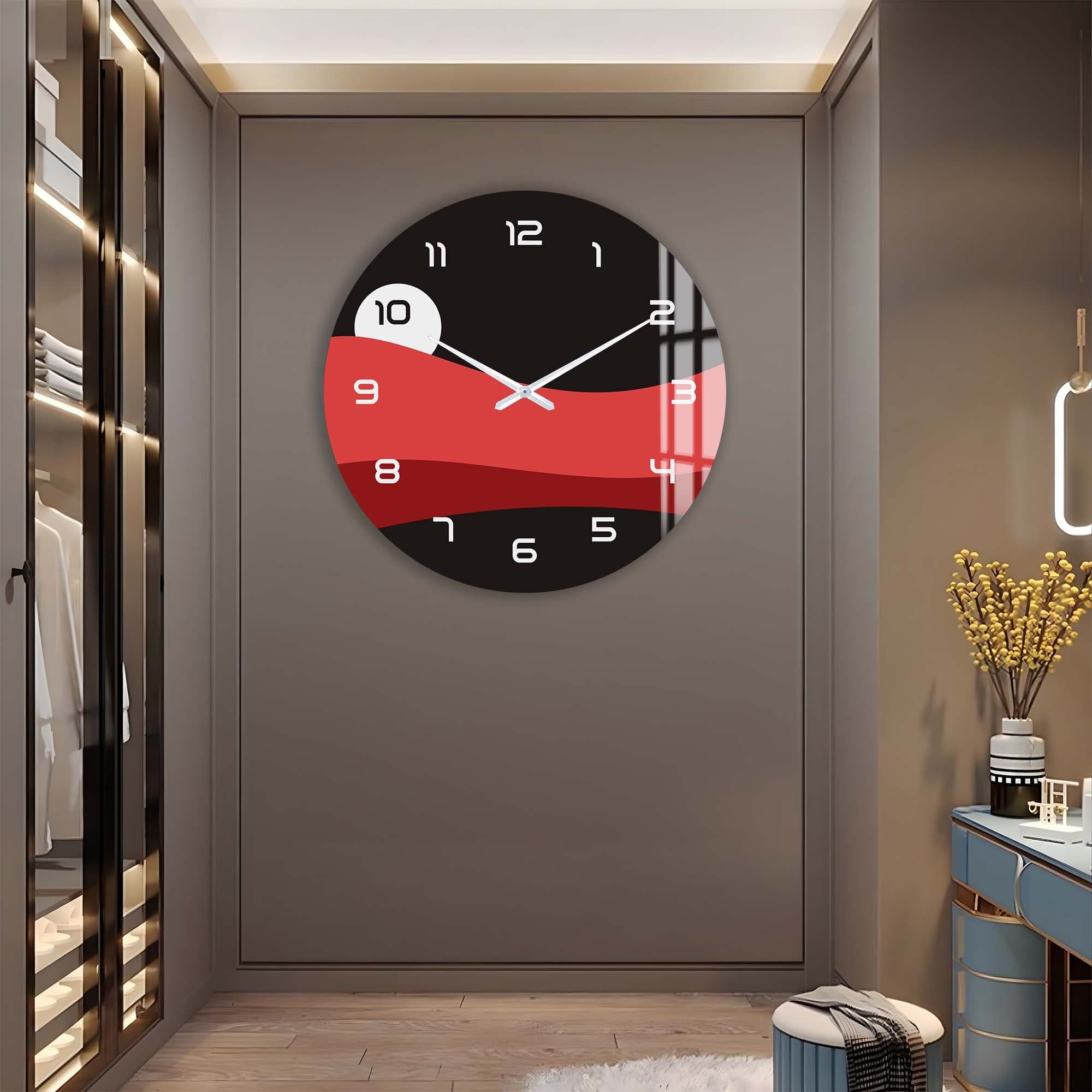 Artronauts Glass Print Red Layers - Glass Wall Clock