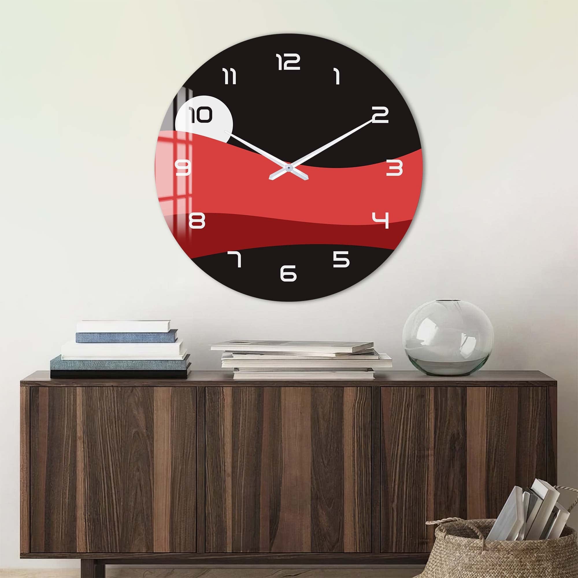 Artronauts Glass Print Red Layers - Glass Wall Clock