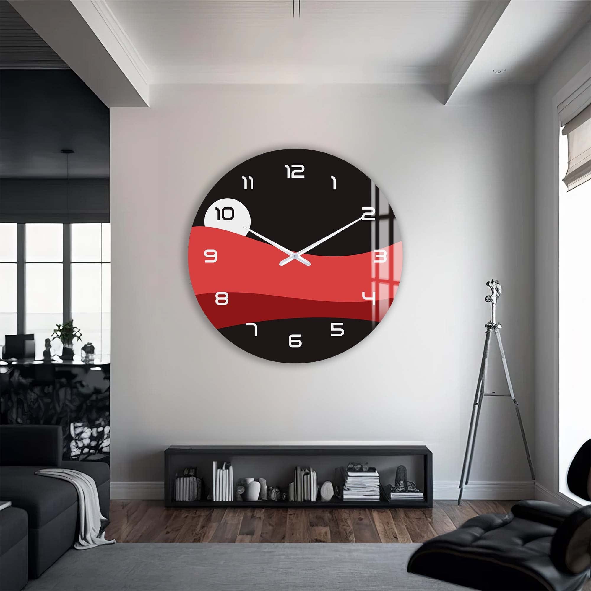 Artronauts Glass Print Red Layers - Glass Wall Clock
