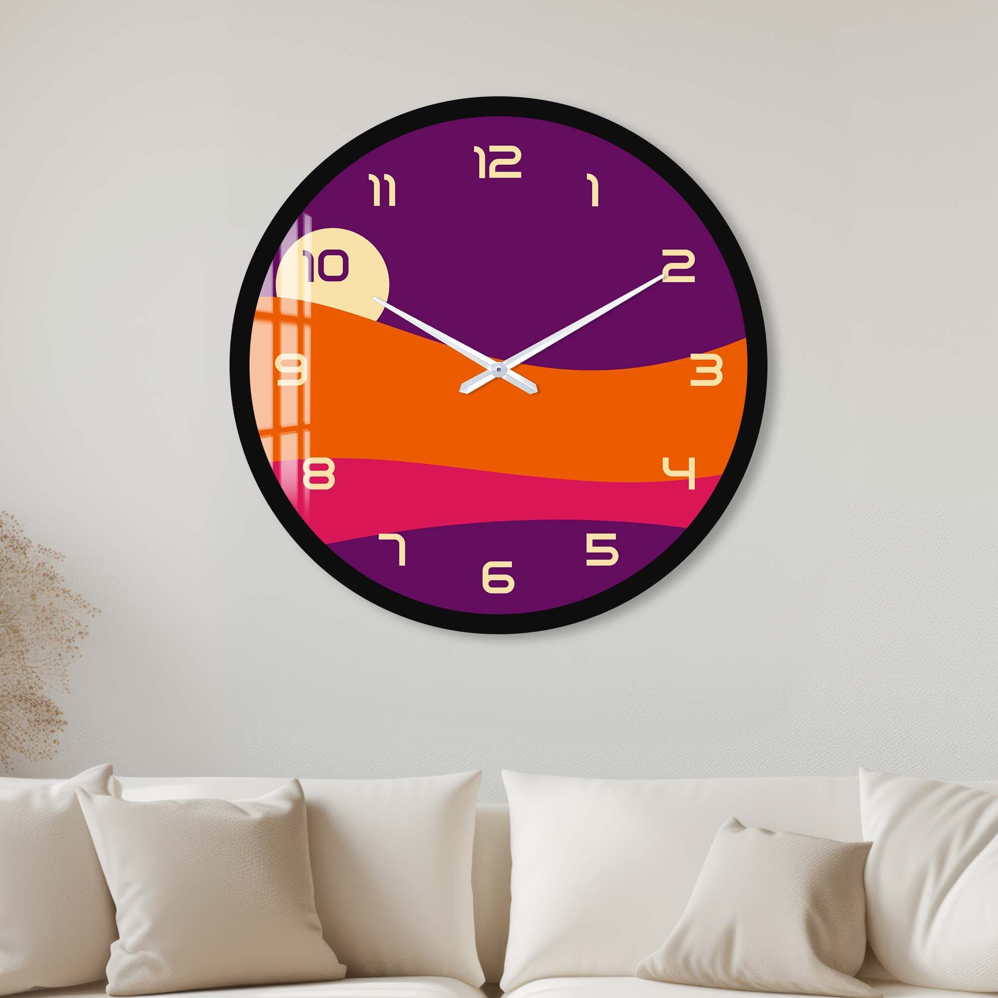 Artronauts Glass Print 40 cm ⌀ | 15.7" / Black Pastel Sunset - Glass Wall Clock