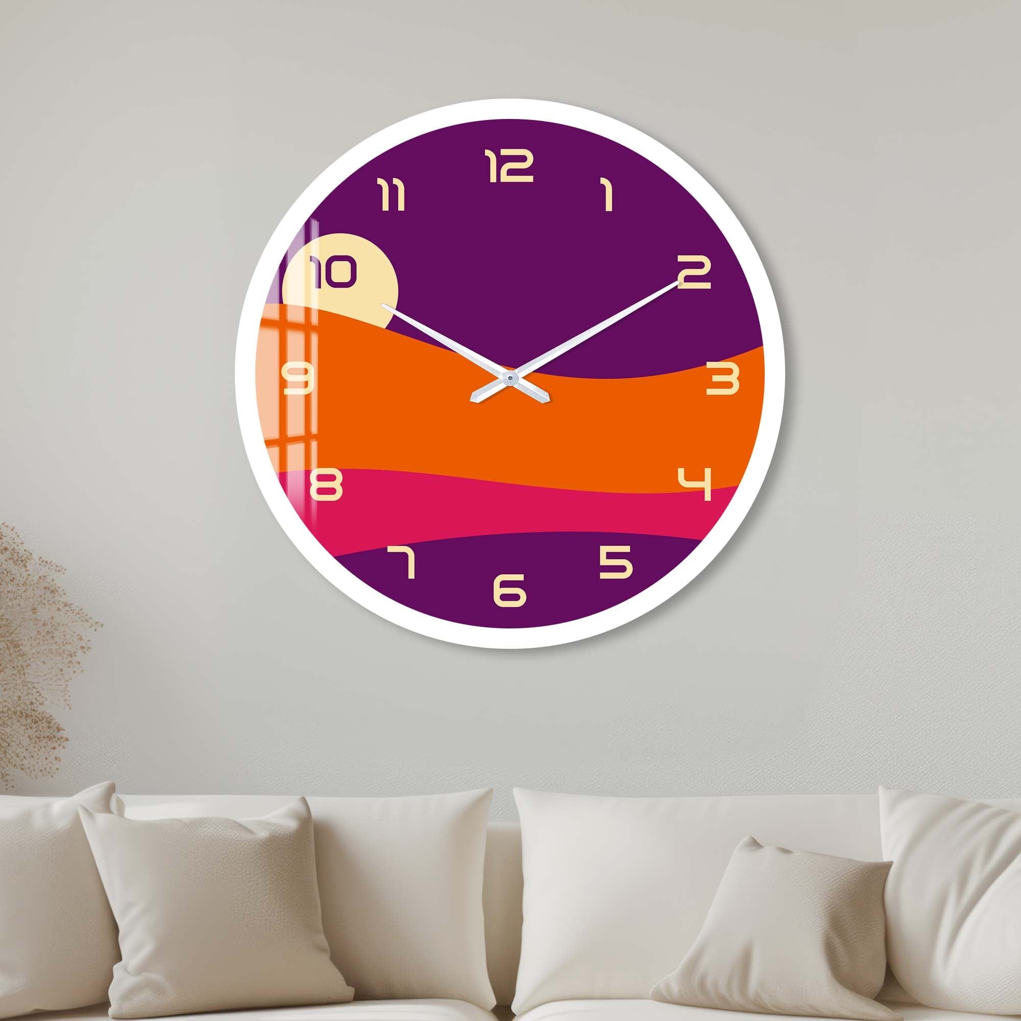 Artronauts Glass Print 40 cm ⌀ | 15.7" / White Pastel Sunset - Glass Wall Clock