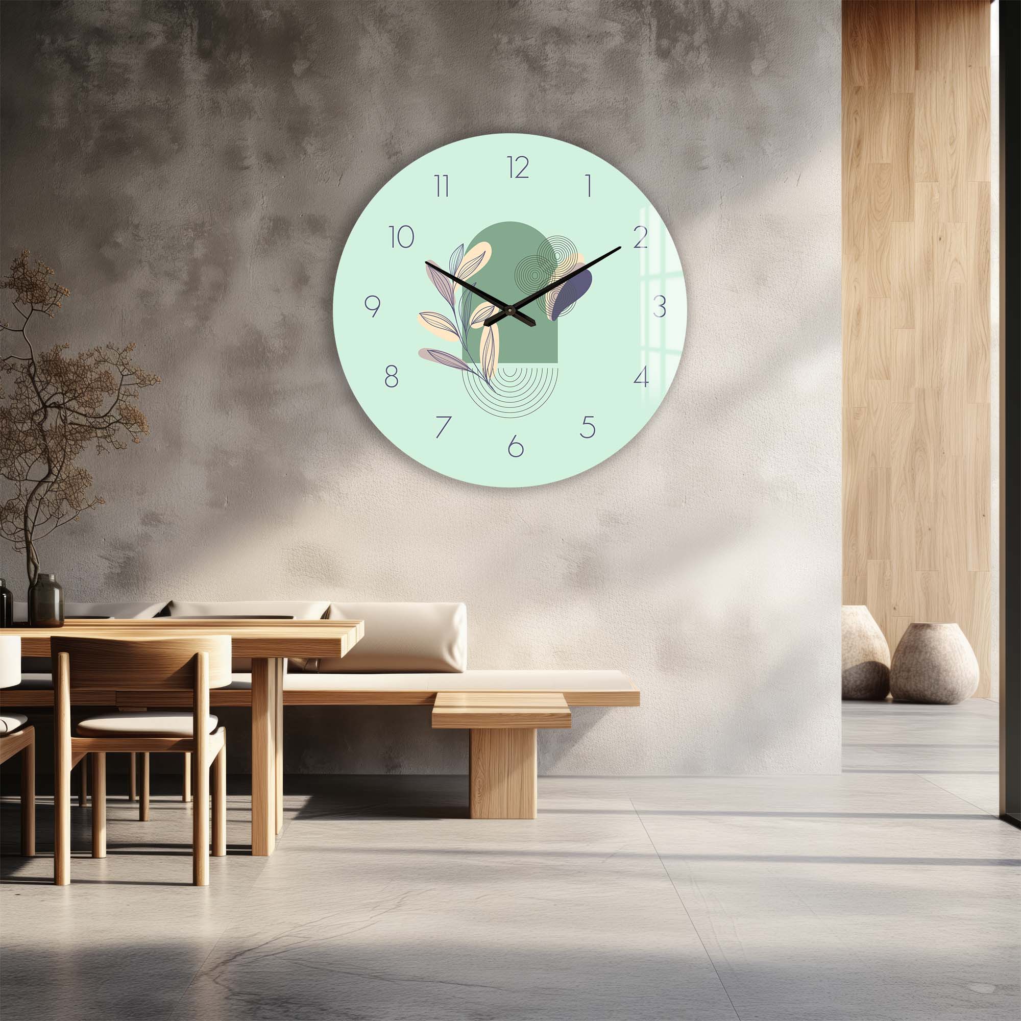 Artronauts Glass Print Lunaria Mint - Glass Wall Clock