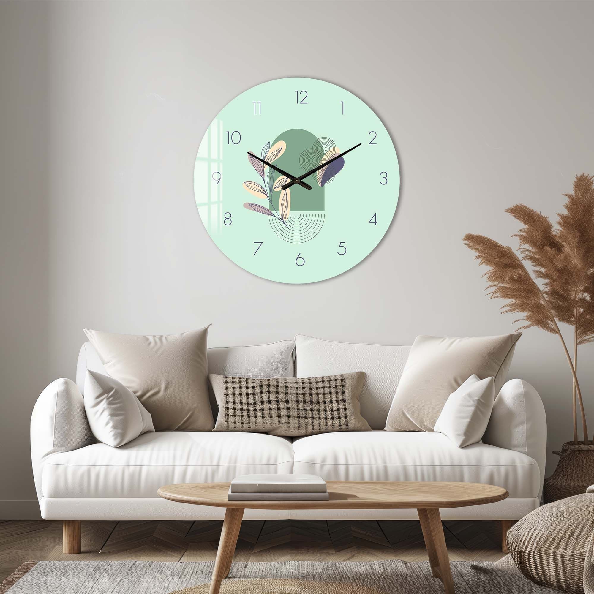 Artronauts Glass Print Lunaria Mint - Glass Wall Clock