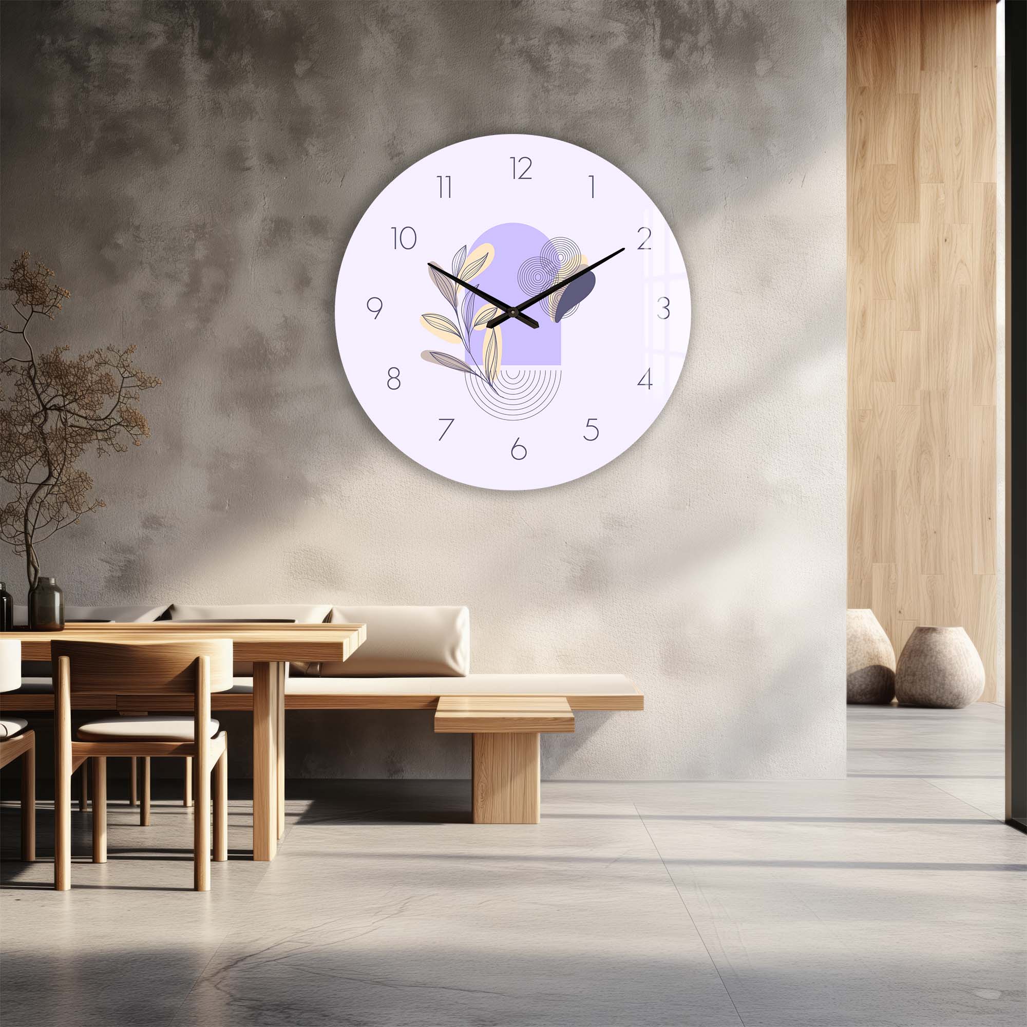 Artronauts Glass Print Lunaria Lilac - Glass Wall Clock