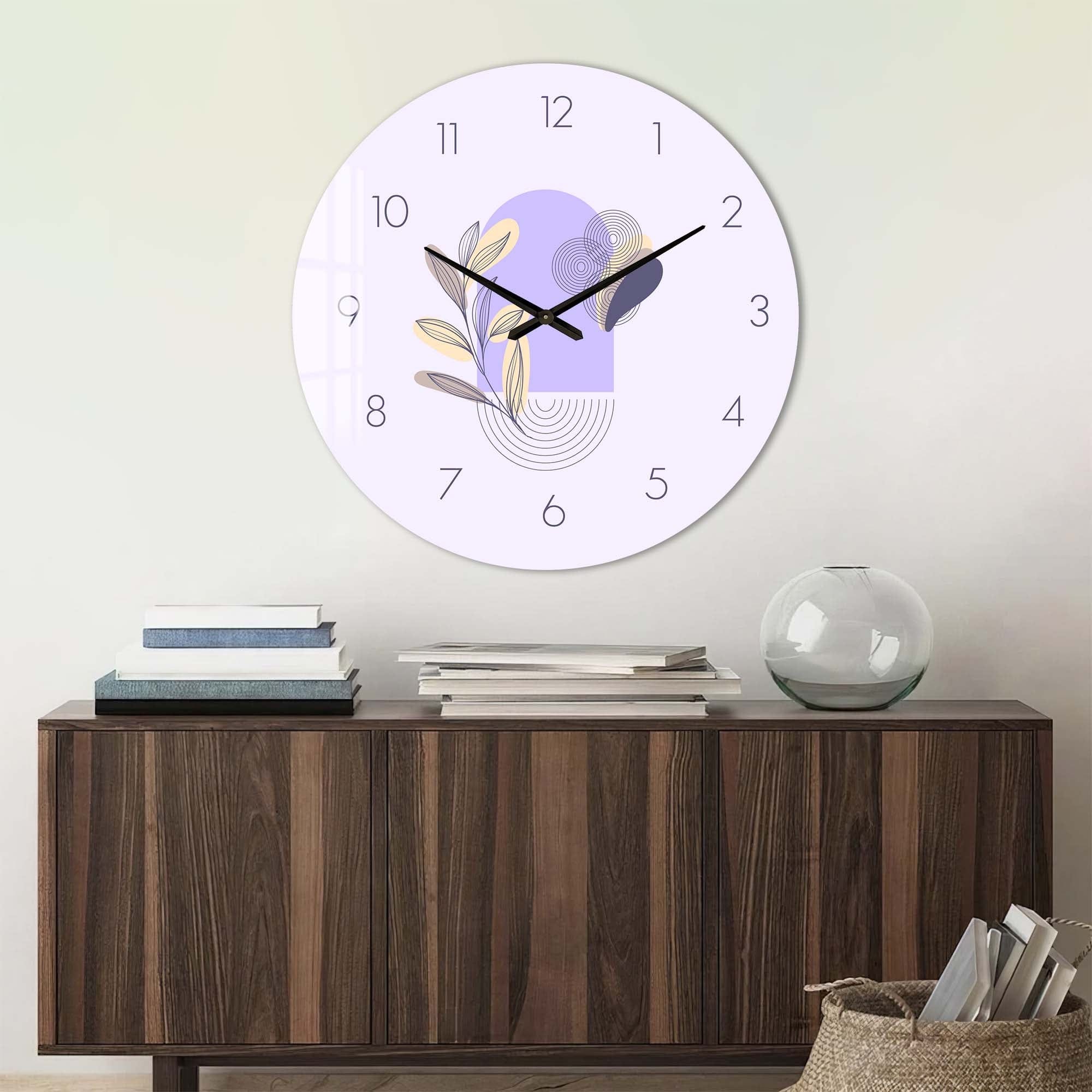 Artronauts Glass Print Lunaria Lilac - Glass Wall Clock