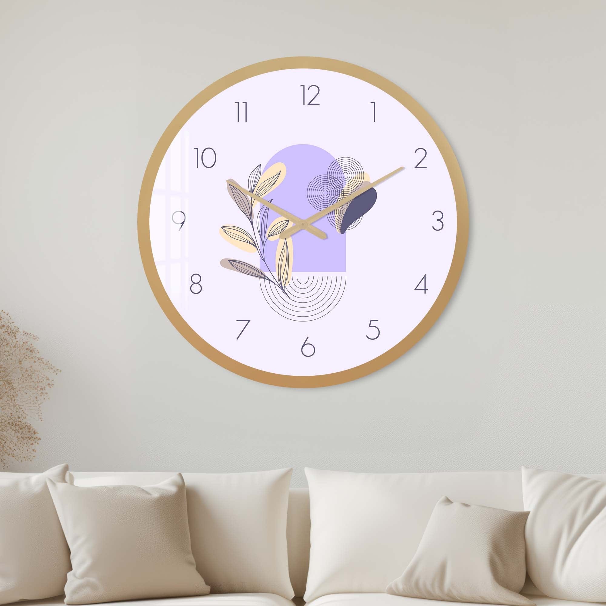 Artronauts Glass Print 40 cm ⌀ | 15.7" / Gold Lunaria Lilac - Glass Wall Clock