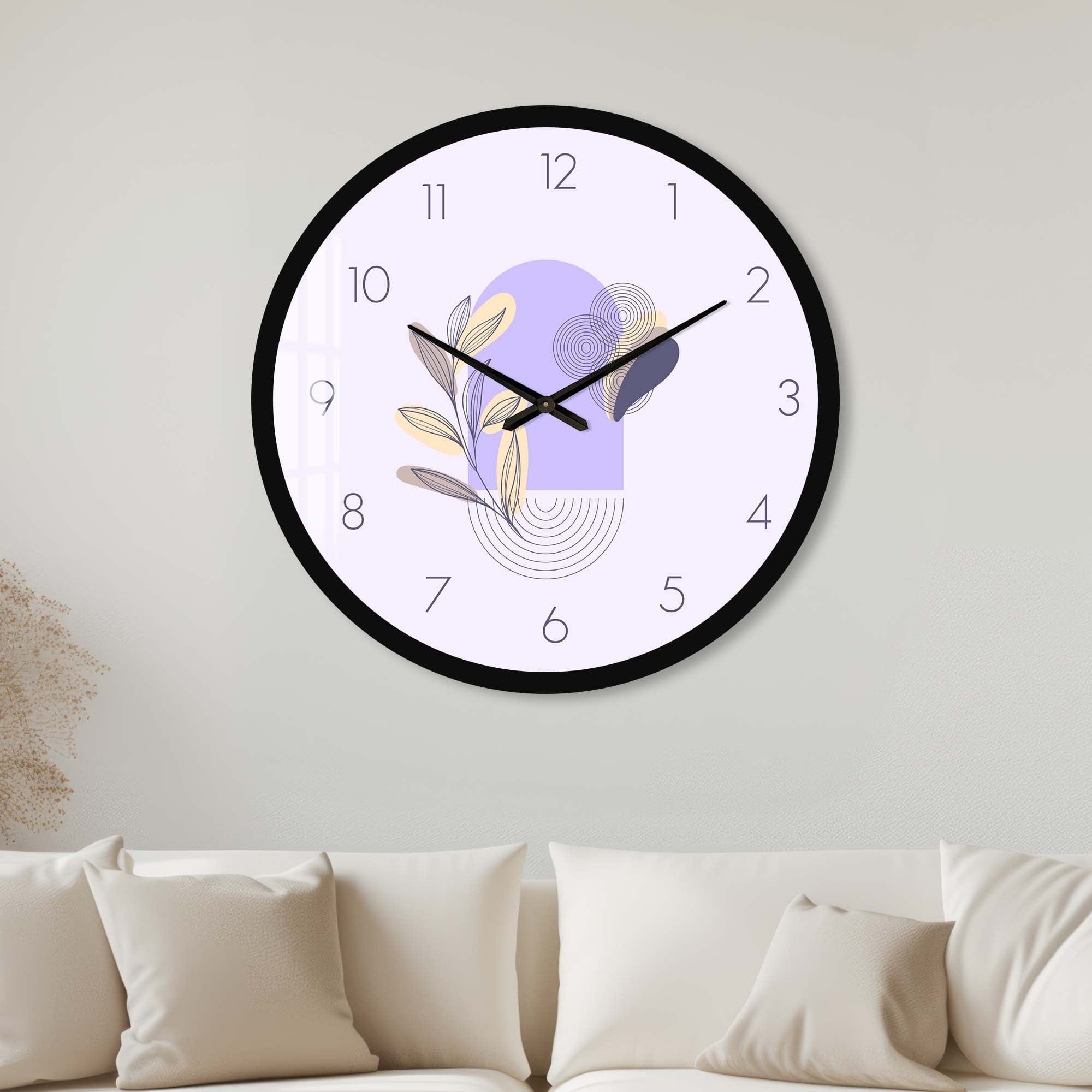 Artronauts Glass Print 40 cm ⌀ | 15.7" / Black Lunaria Lilac - Glass Wall Clock