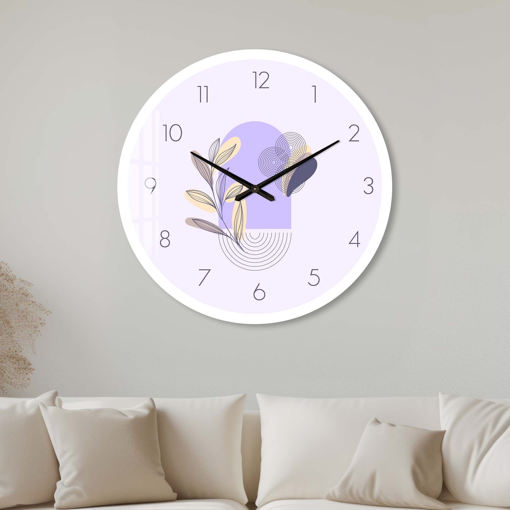 Artronauts Glass Print 40 cm ⌀ | 15.7" / White Lunaria Lilac - Glass Wall Clock