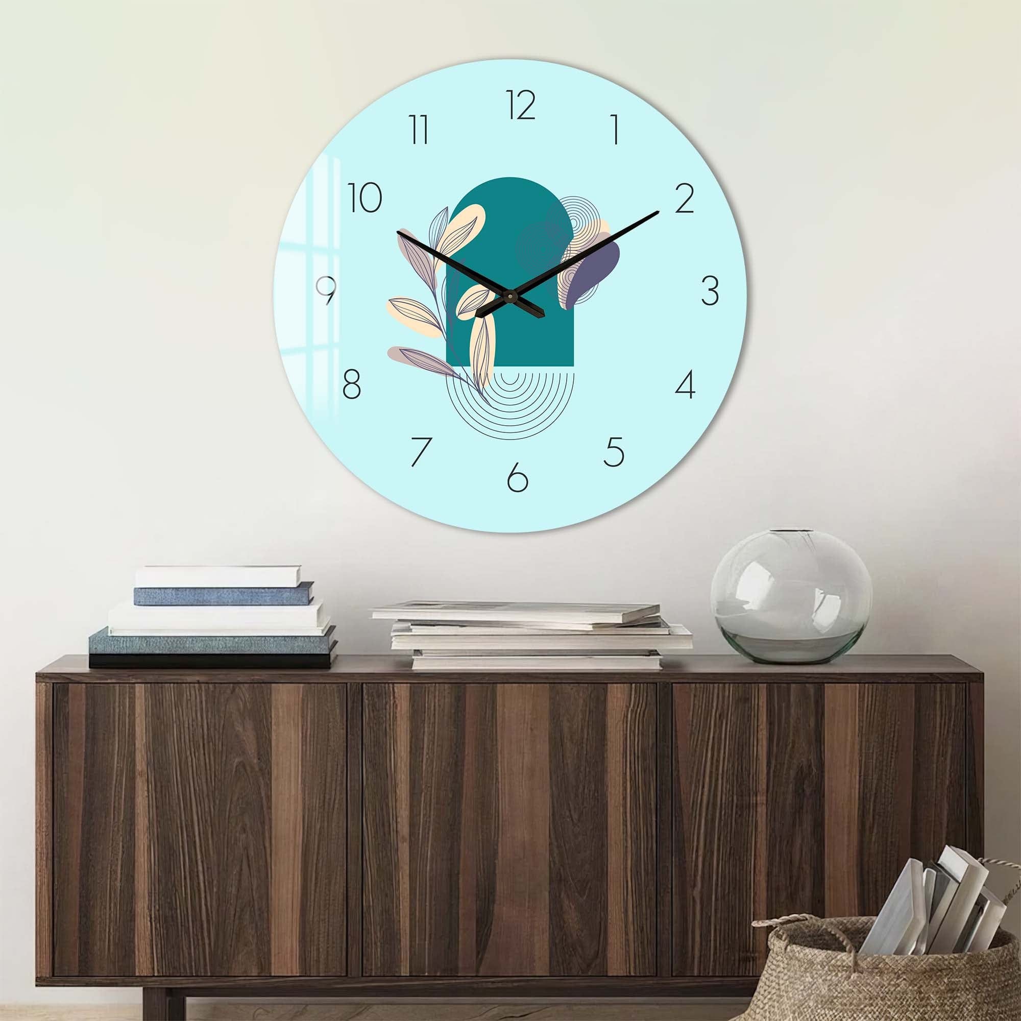 Artronauts Glass Print Lunaria Blue - Glass Wall Clock