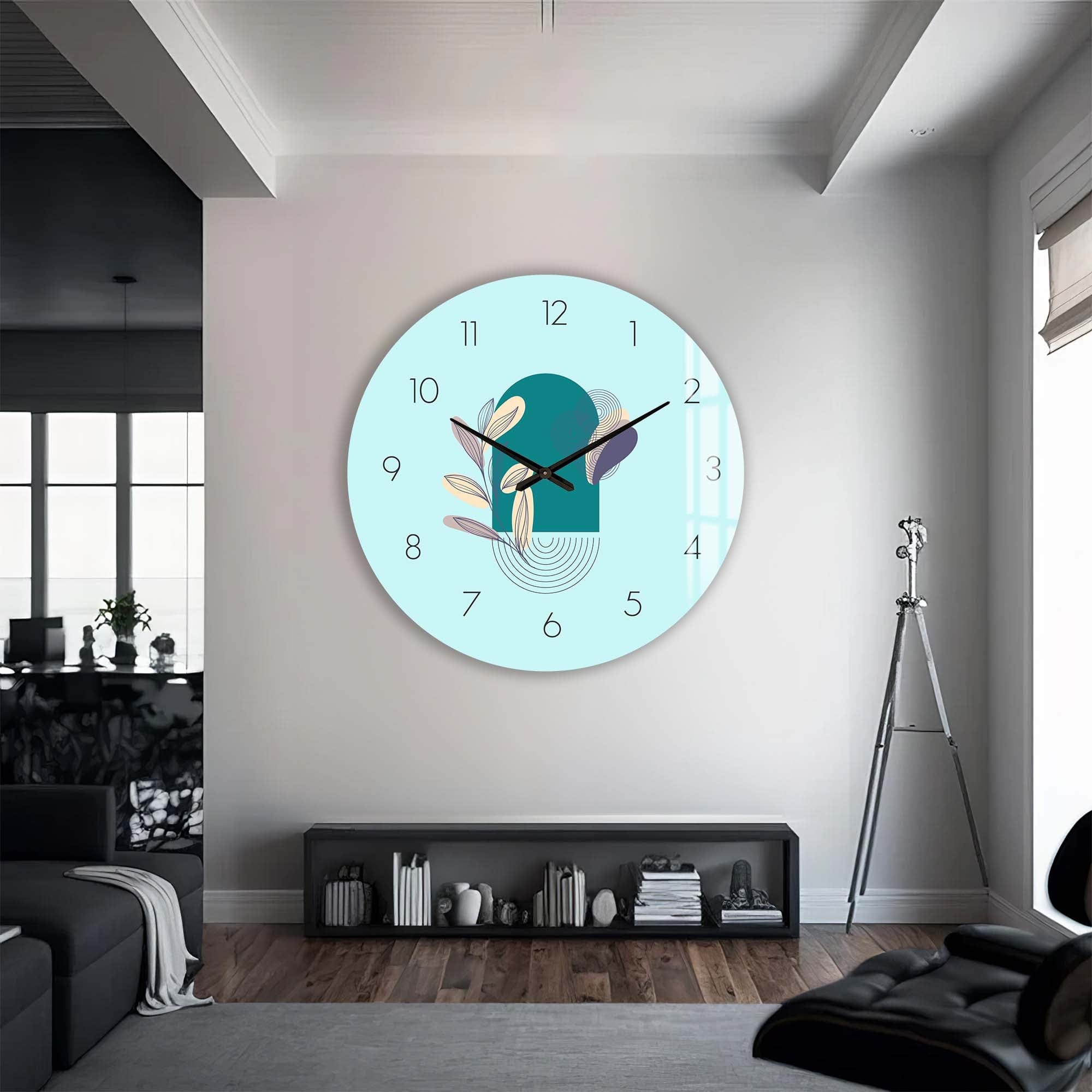 Artronauts Glass Print Lunaria Blue - Glass Wall Clock