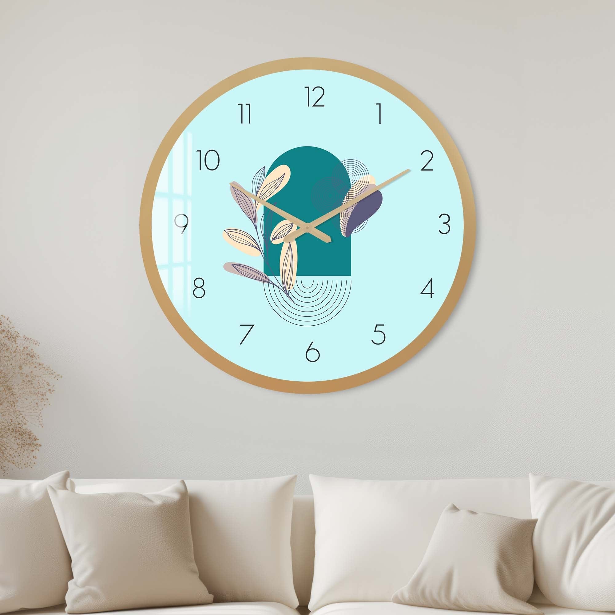 Artronauts Glass Print 40 cm ⌀ | 15.7" / Gold Lunaria Blue - Glass Wall Clock
