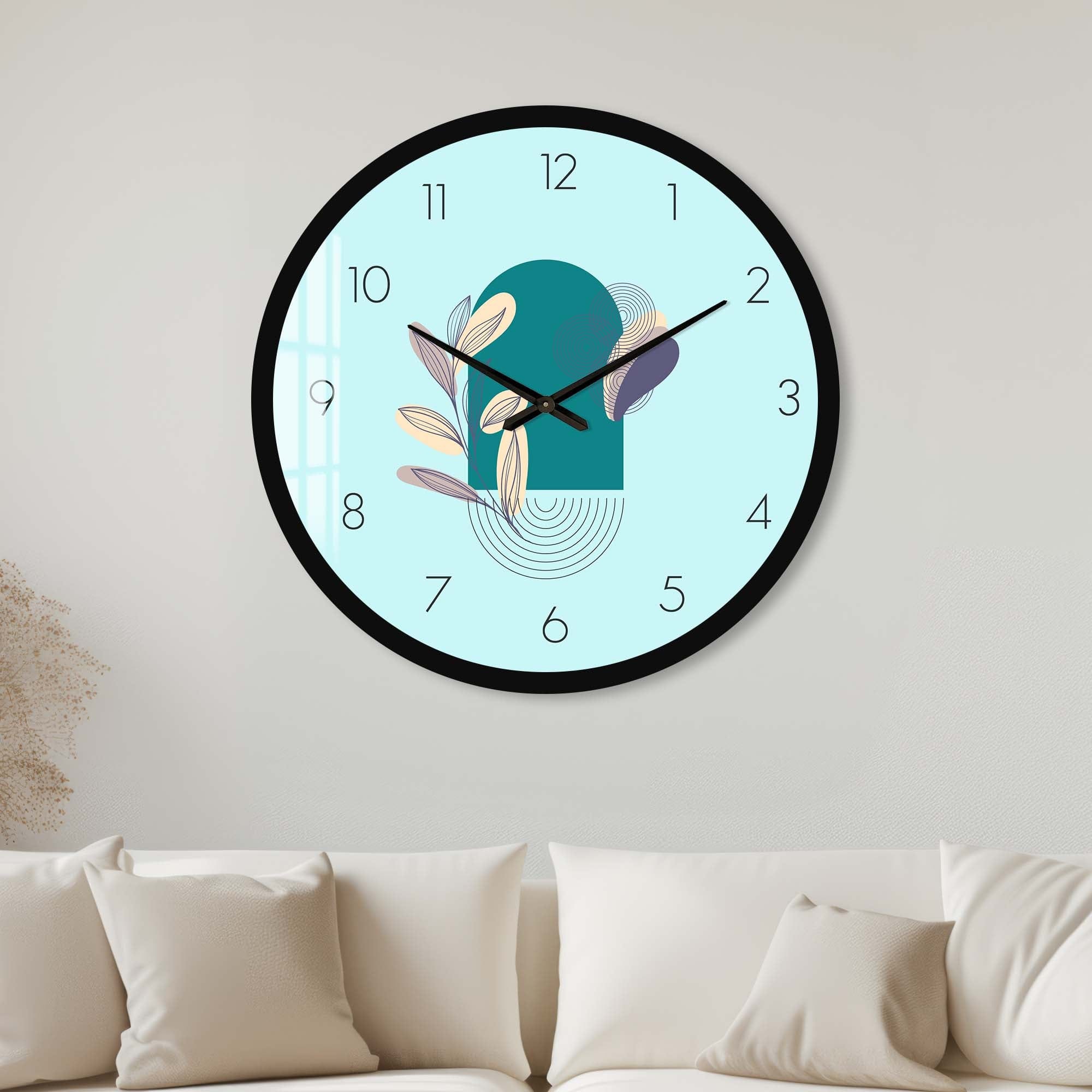 Artronauts Glass Print 40 cm ⌀ | 15.7" / Black Lunaria Blue - Glass Wall Clock