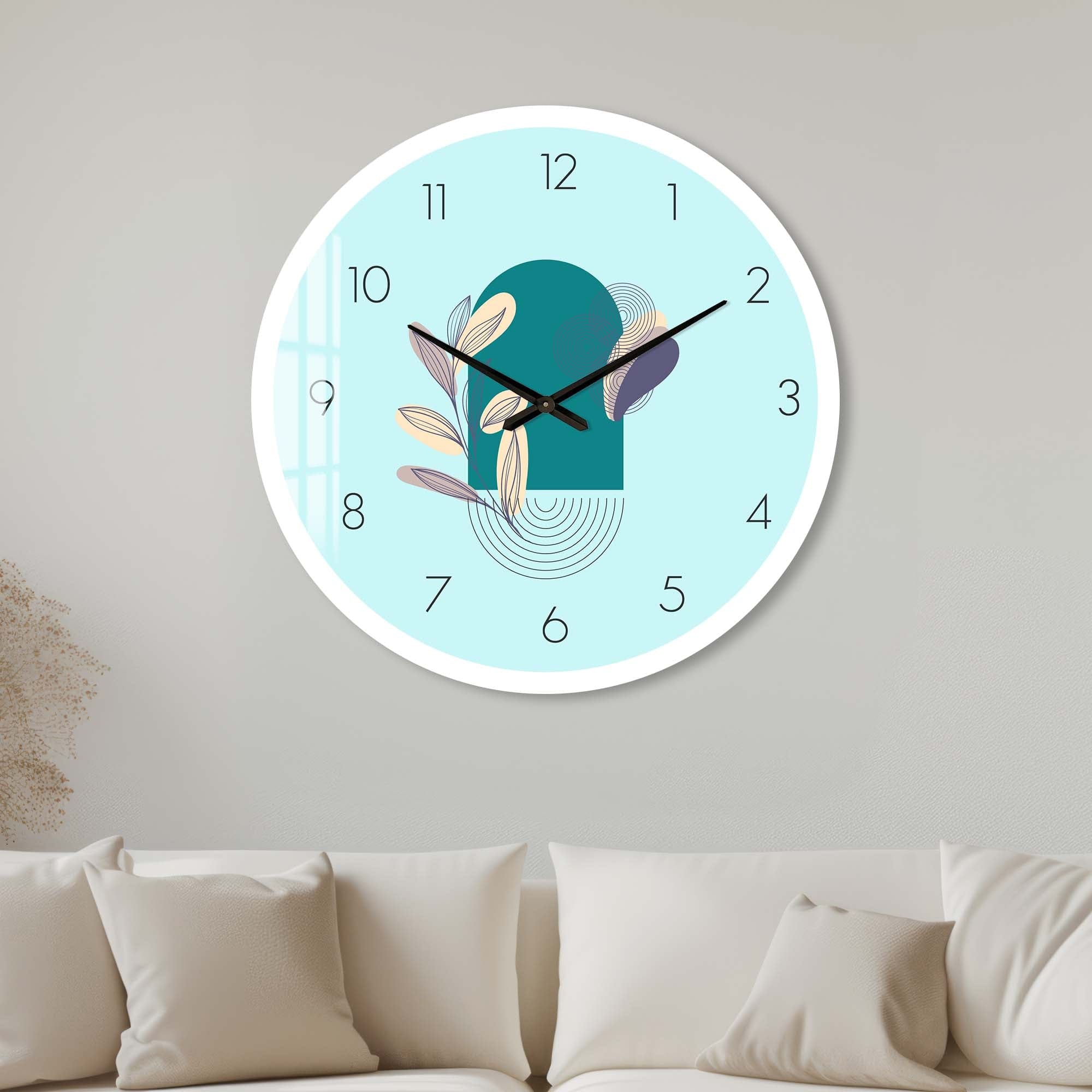 Artronauts Glass Print 40 cm ⌀ | 15.7" / White Lunaria Blue - Glass Wall Clock