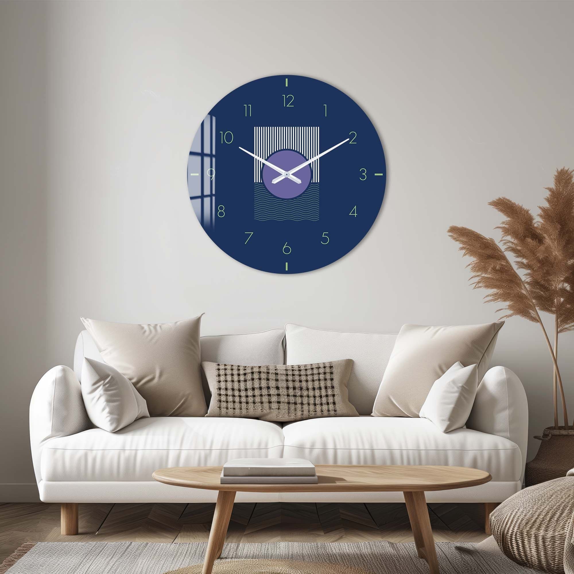 Artronauts Glass Print Navy Blue - Glass Wall Clock